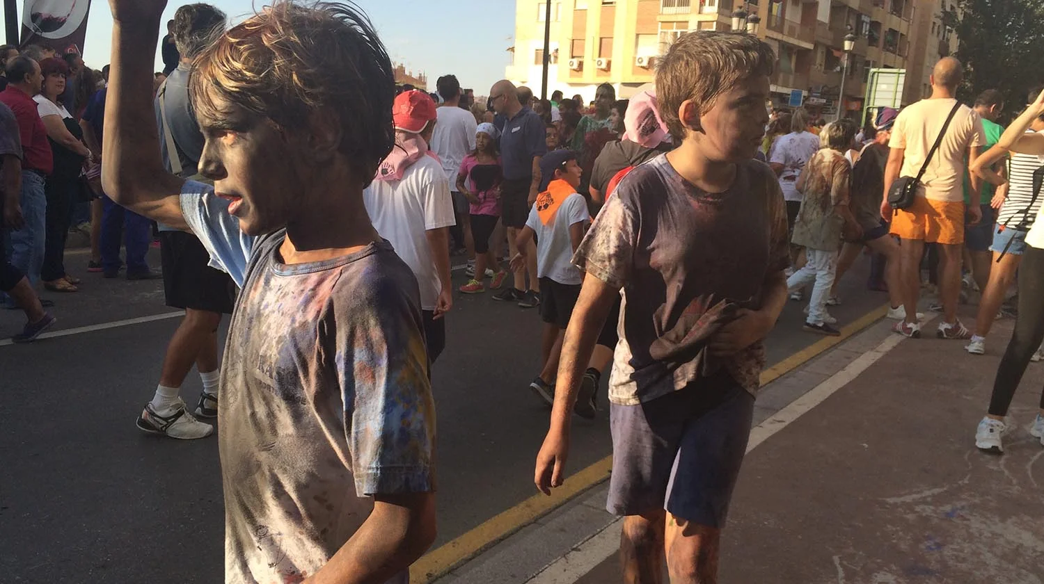 Boys enjoying the festival of Cascamorras