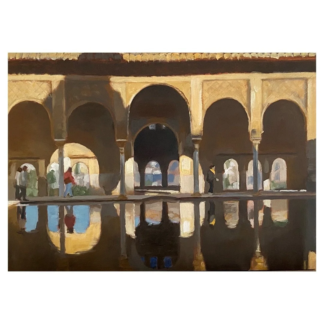 The Alhambra, oil on panel by Grant Kenny, 
The opportunity to paint in the Alhambra was such a privilege and we can&rsquo;t wait to share this again with you - if this is something you would like to experience for yourself we are taking a small grou