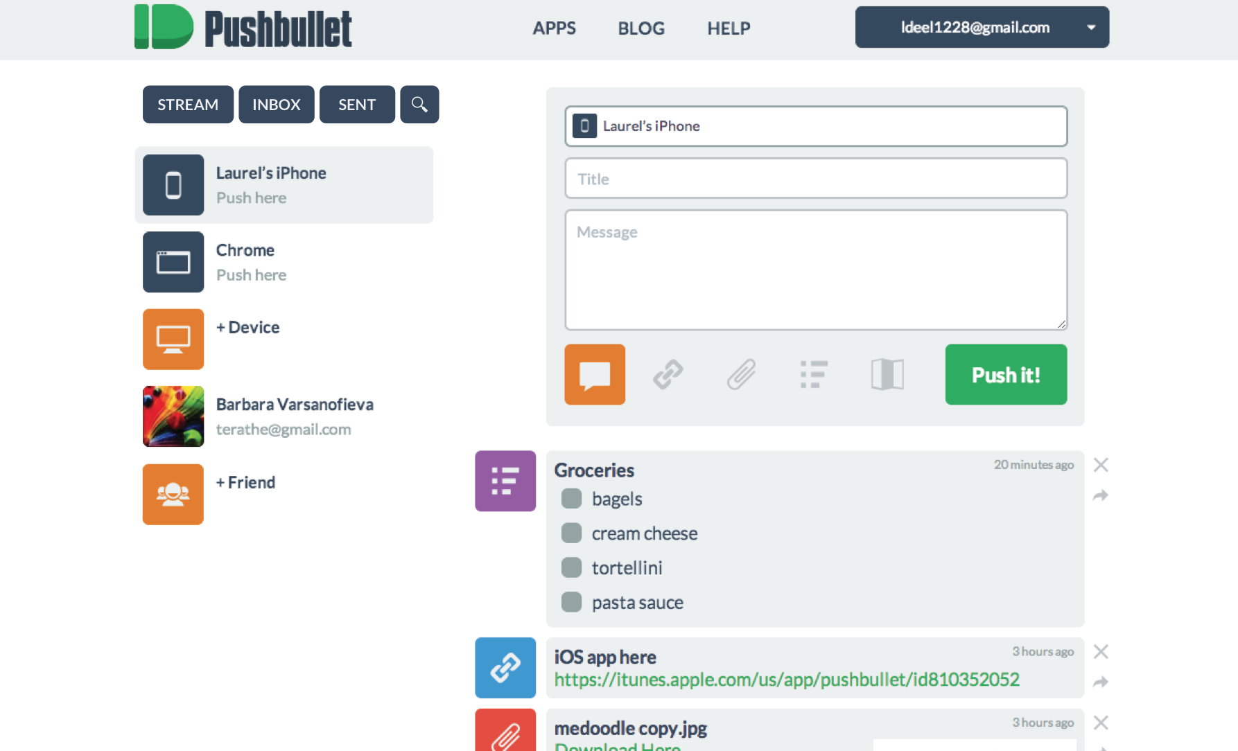 This is how the web app looked when I started at Pushbullet.