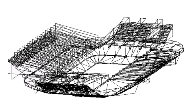  Using a third party tool that converted polygons into text, I wrote the entire stadium structures using text in a 3-dimensional graphical form. I then ported it back into the game and tested it out by selecting the stadium, and try to view it from t