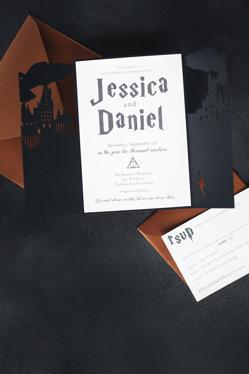 Harry Potter Wedding Invitation Geek Themed Laser Cut Wedding Invitation