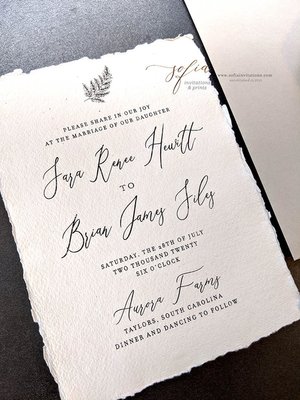 Handmade Paper Wedding Invitation, Deckled Edge Paper, Torn Illustrated  Floral Invitation, Anemone Invitation - Sample - Yahoo Shopping