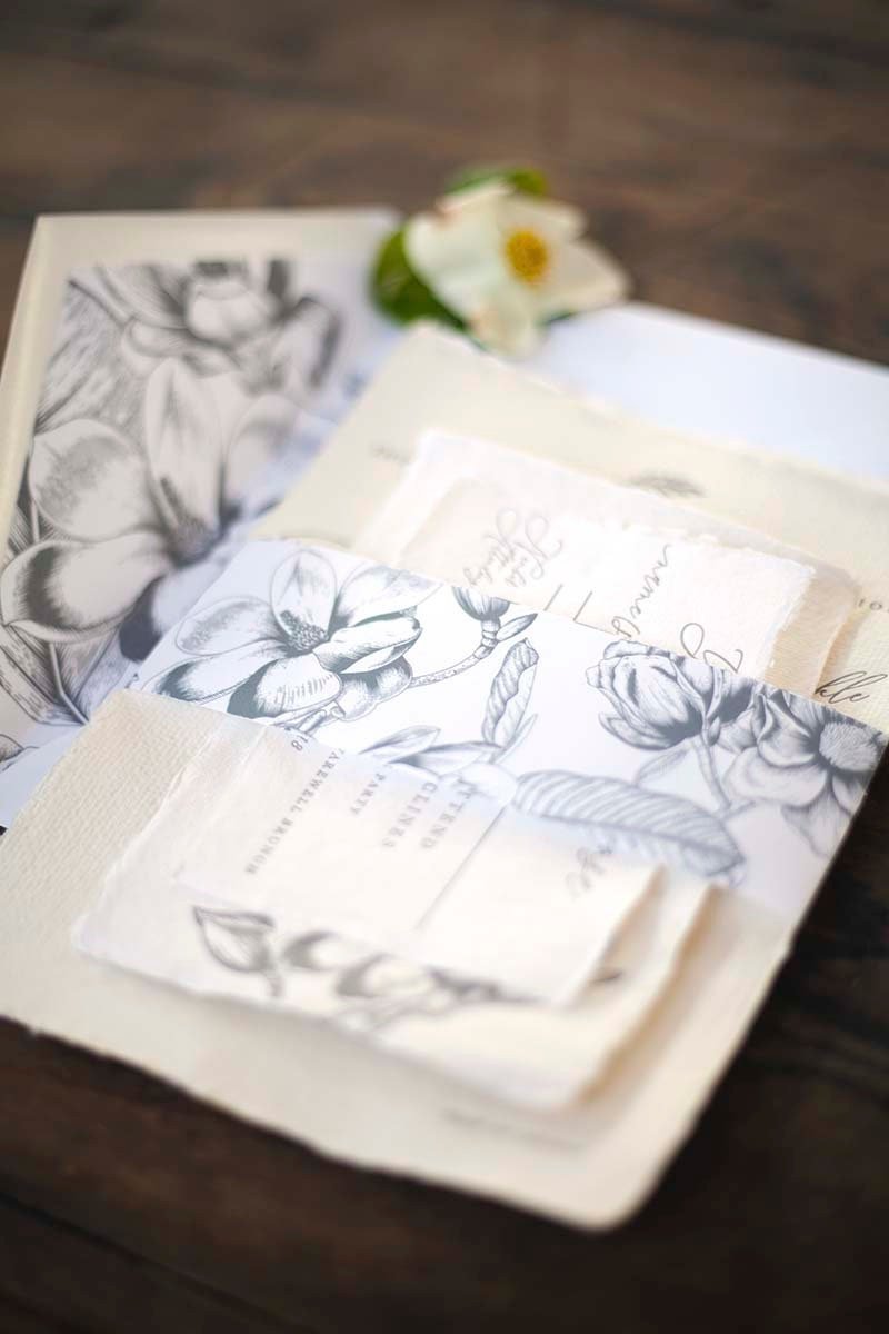 Handmade Paper Wedding Invitation, Deckled Edge Paper, Torn Illustrated  Floral Invitation, Anemone Invitation - Sample - Yahoo Shopping