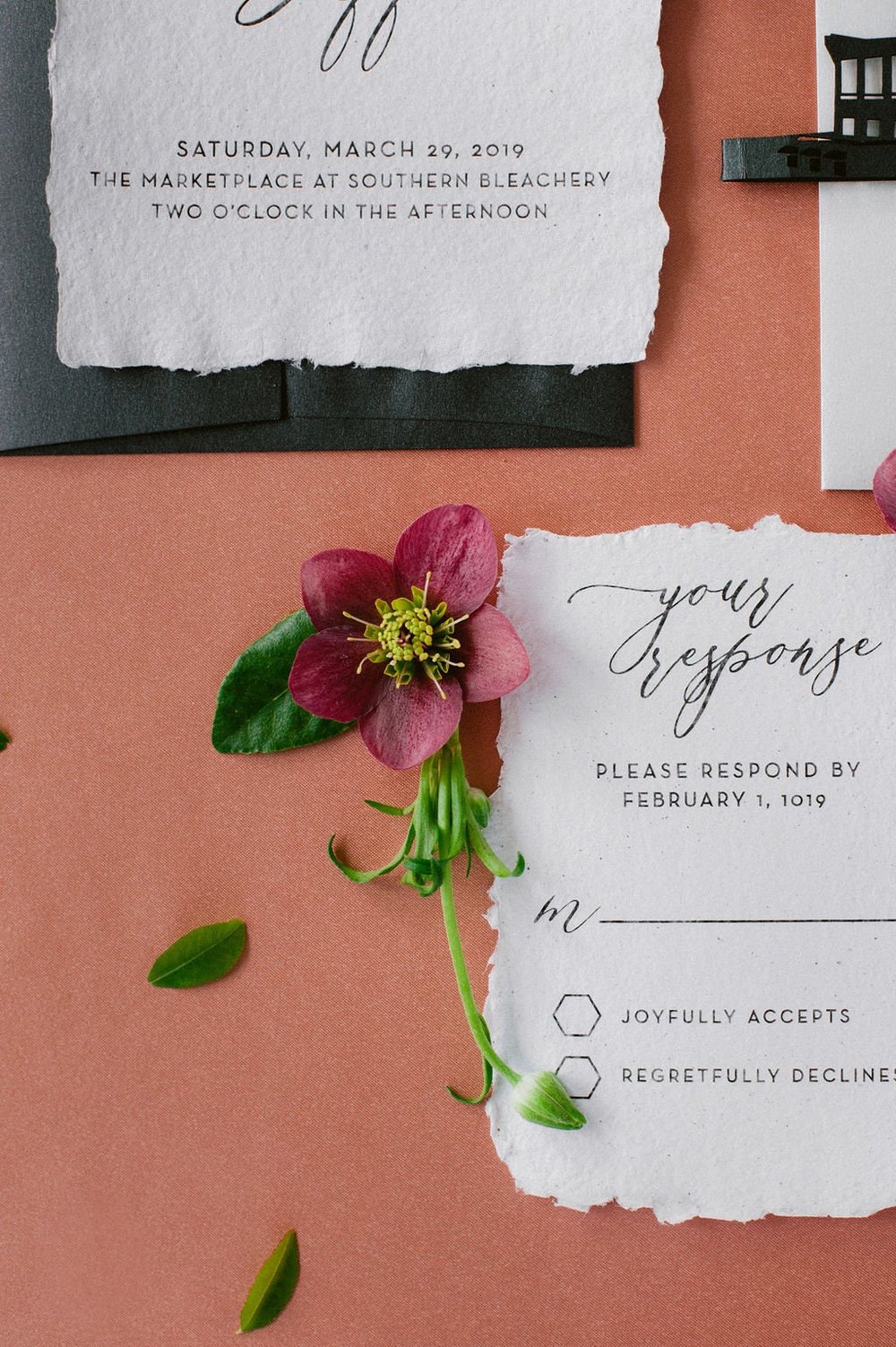 Handmade Paper Wedding Invitation, Deckled Edge Paper, Torn Edge