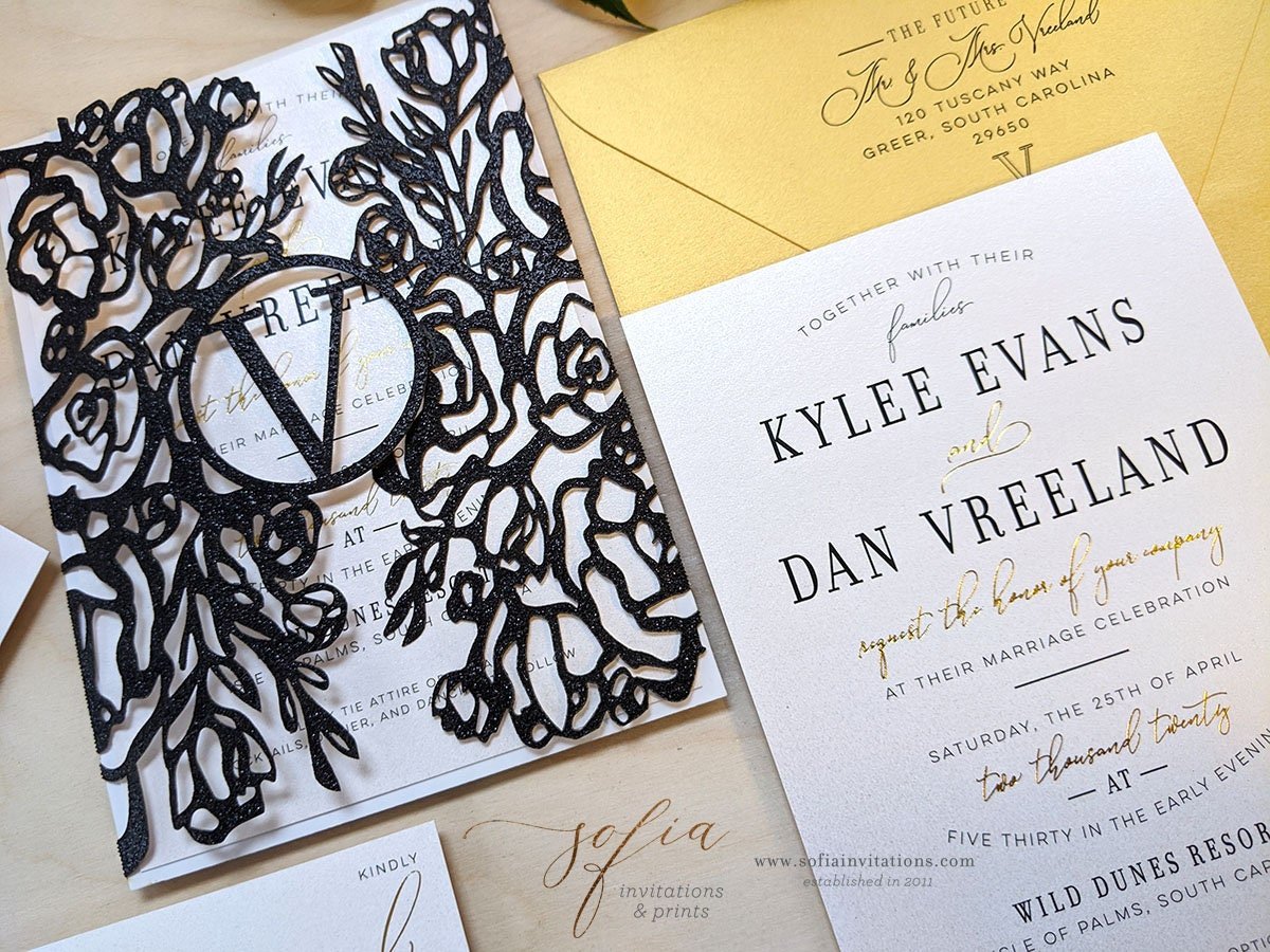 Black Tie Wedding Invitation — Paper Girl Creative - Denver Wedding  Invitations