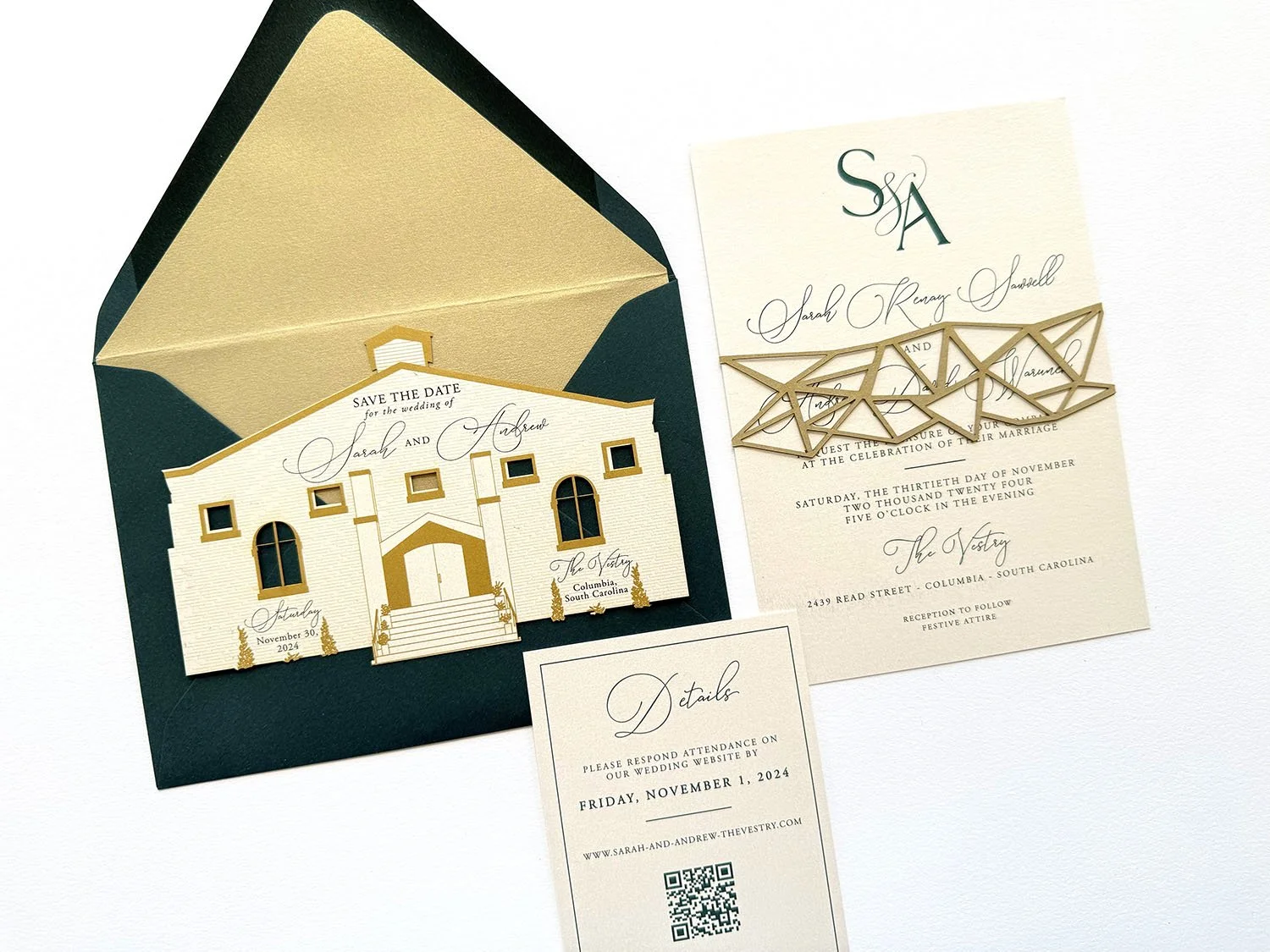 Church Cut Out Silhouette Wedding Invitation