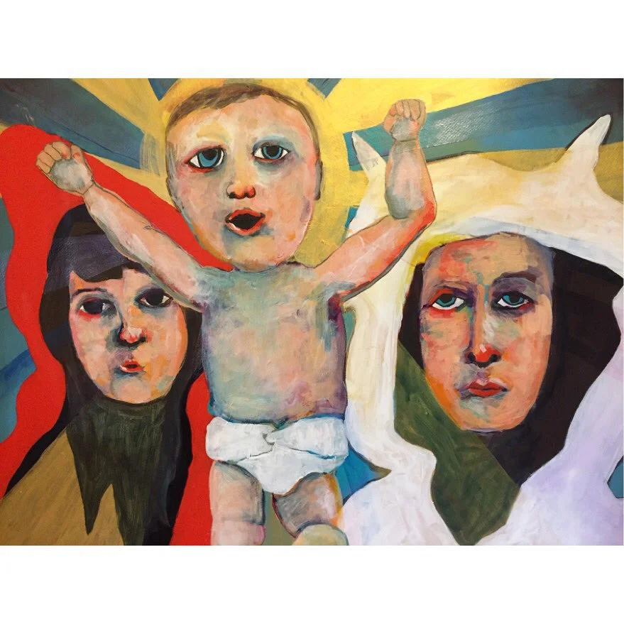 Gilbert family portrait, acrylic and ink on Rives, 2015