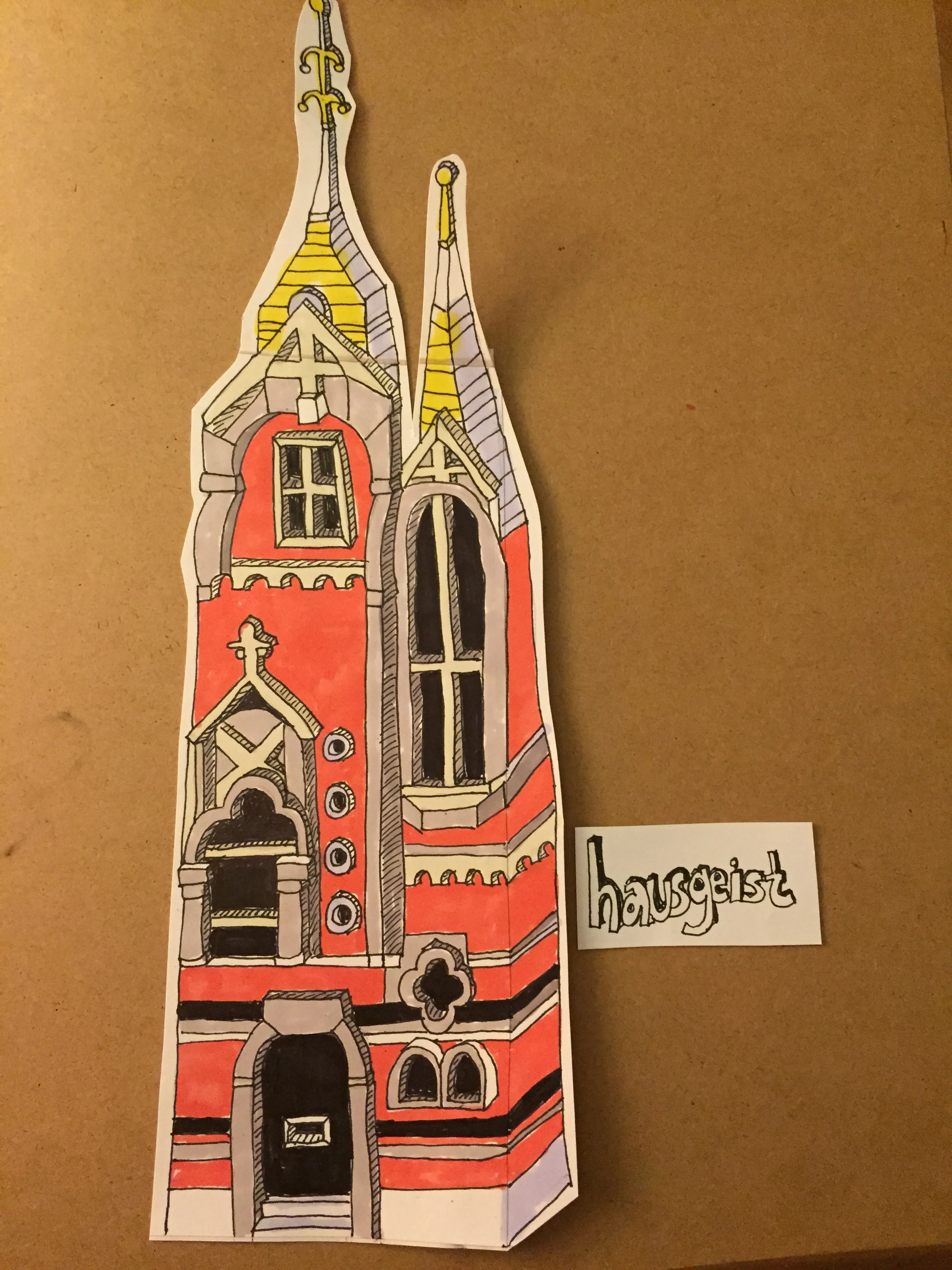 Housesit two, Ink and marker on shipping label, 2015