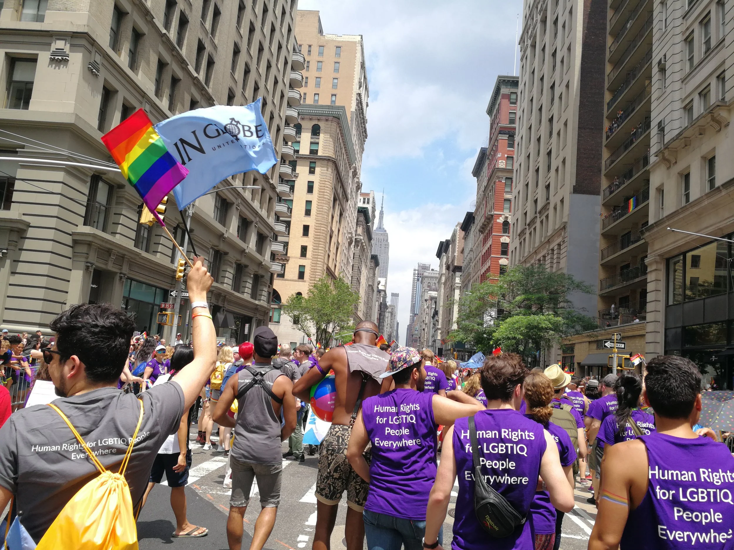 UN-Globe and OUTRight International march in the 2018 NYC Pride Parade