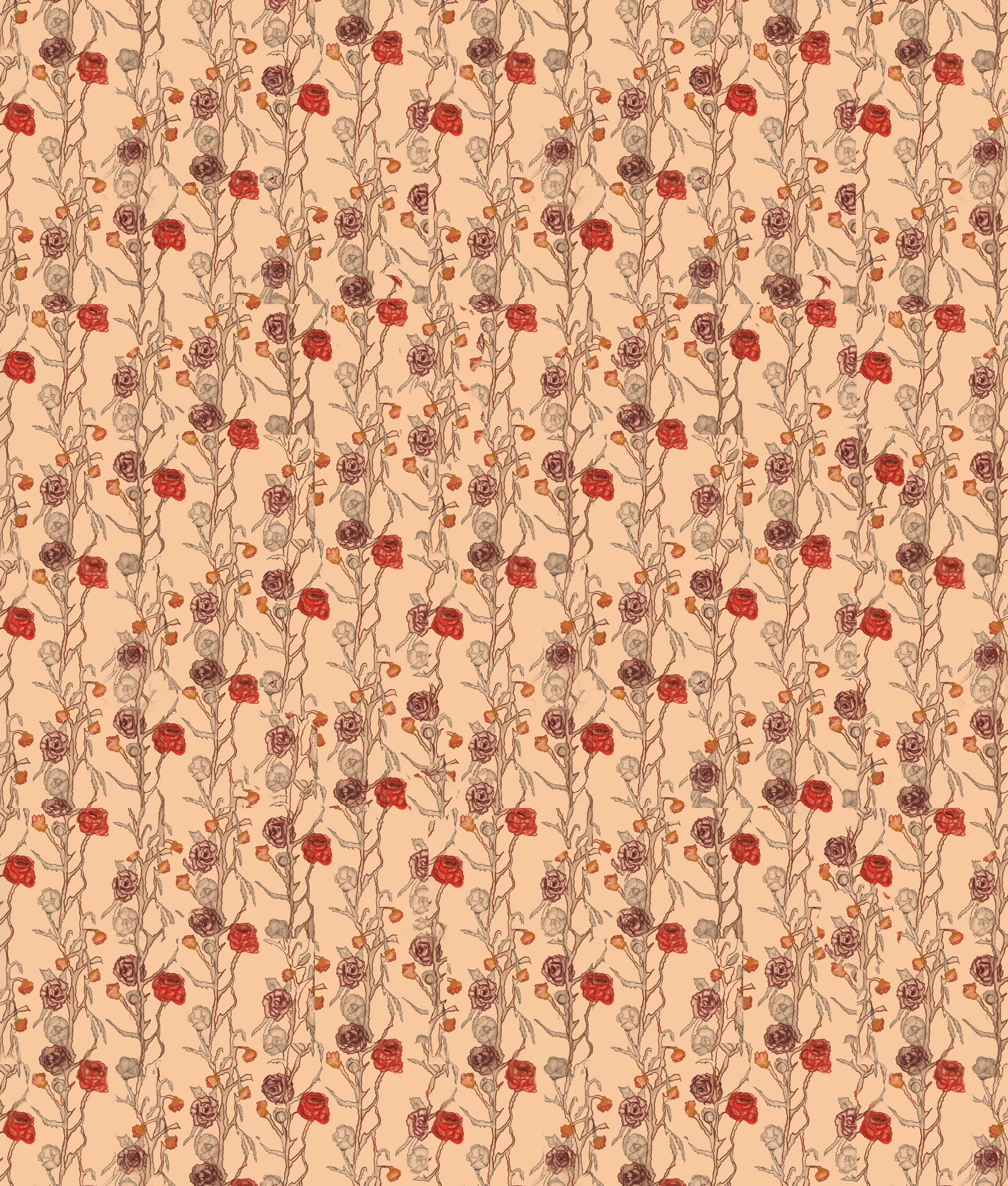 Antique style repeating floral vine pattern.