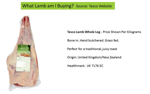 Description of lamb Source: Tesco's website