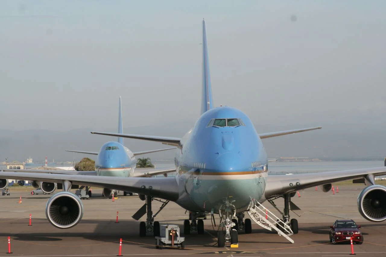 Air Force One x 2 at Norman Manley Intl. Airport.