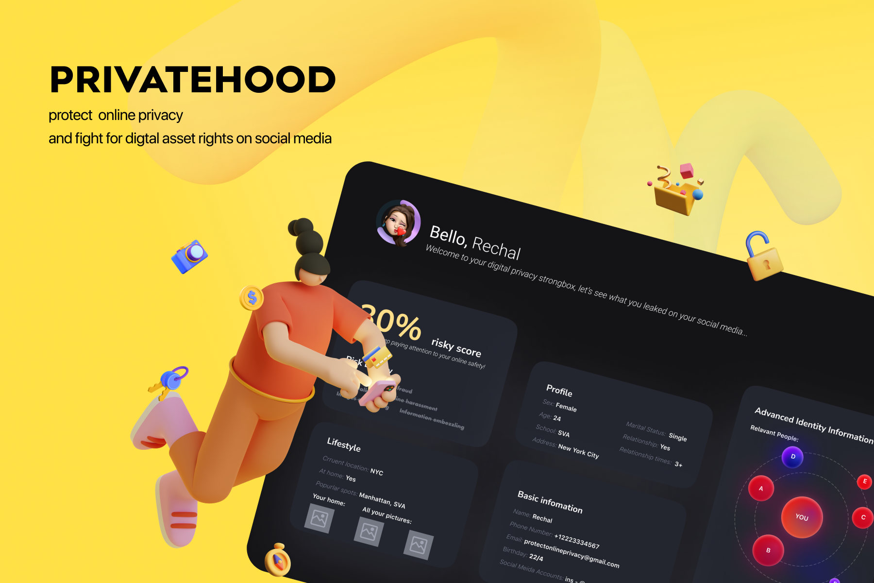 A web dashboard shows how to help influencers track each leaking privacy information.