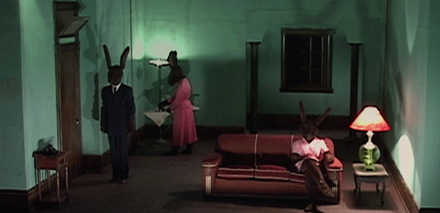 (above: a scene from David Lynch 's bizarre RABBITS )