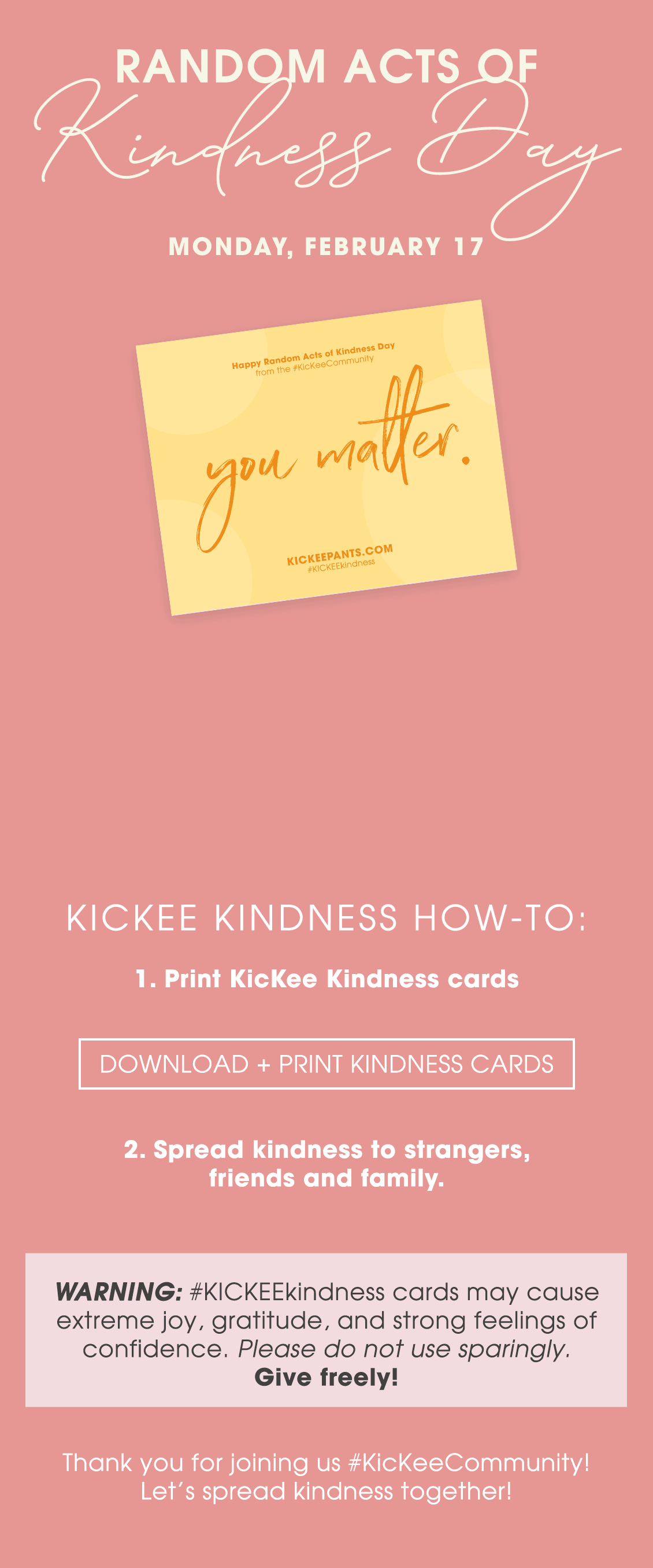 National Random Acts of Kindness Day — KicKee Pants