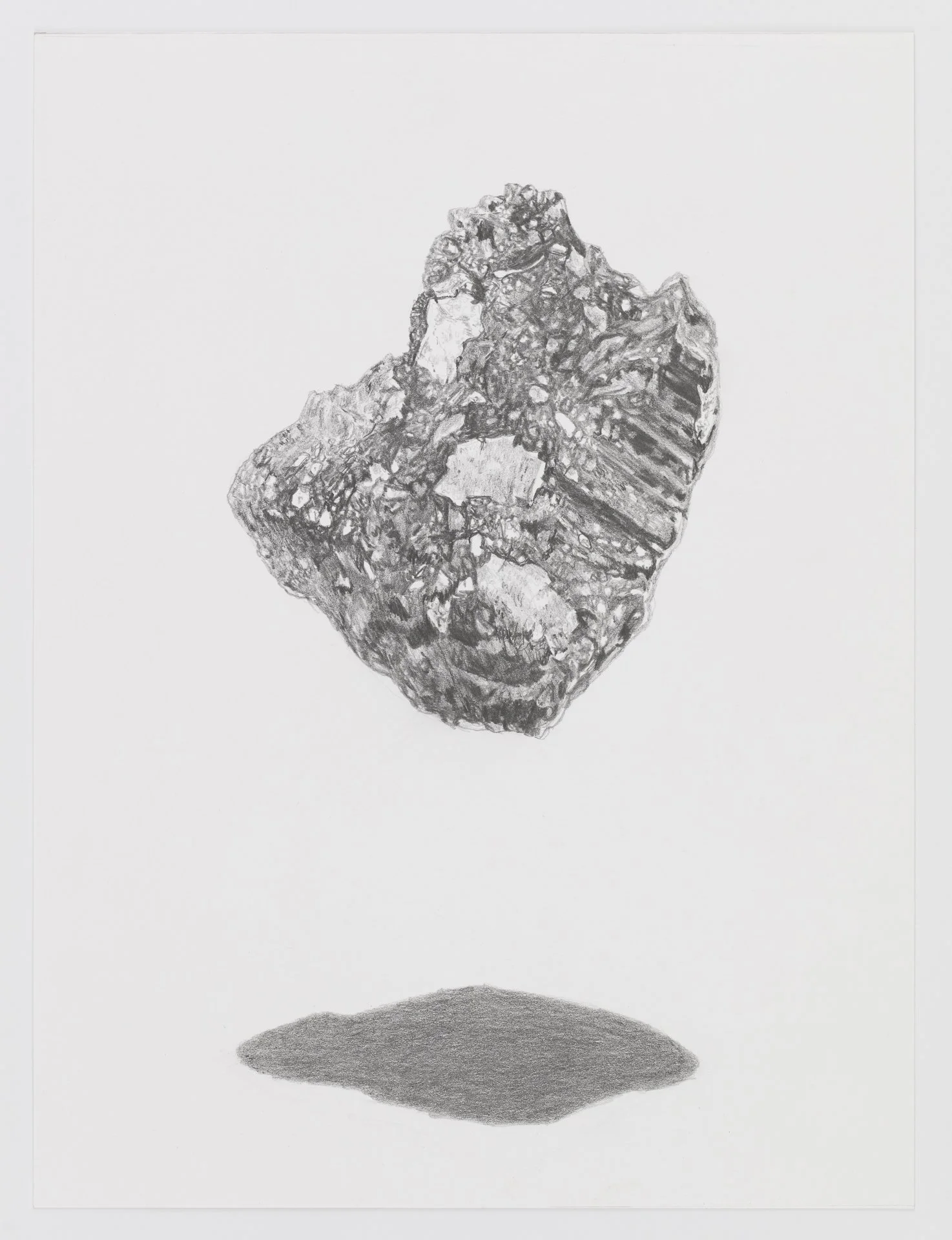 Perpetual Falling is Floating, Impact-Consolidated Conglomerate graphite on paper 12 x 9 inches 2023