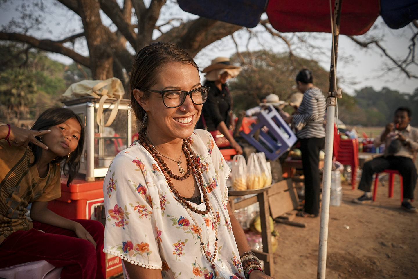 Alexis and a Cambodian Photo-bomber
