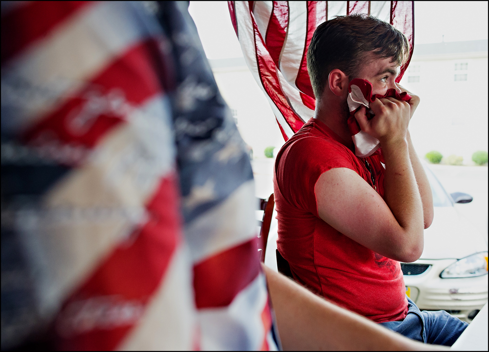  Zach Younglove, 22 of McMinnville, TN cheers for Team USA at Hilligans Sports bar in Bowling Green during their World Cup match against Belgium on Tuesday, July 1, 2014. Belgium would go on to win in extra time 2-1. Photos by Brian Powers 