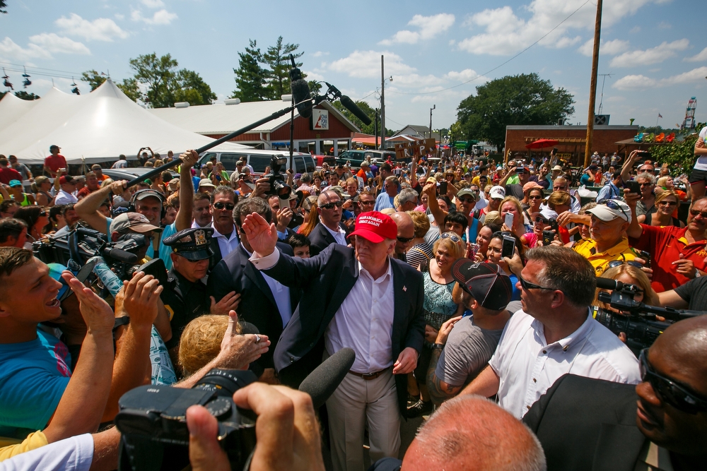  Republican presidential hopeful Donald Trump at the Iowa State Fair on Saturday, August 15, 2015. 