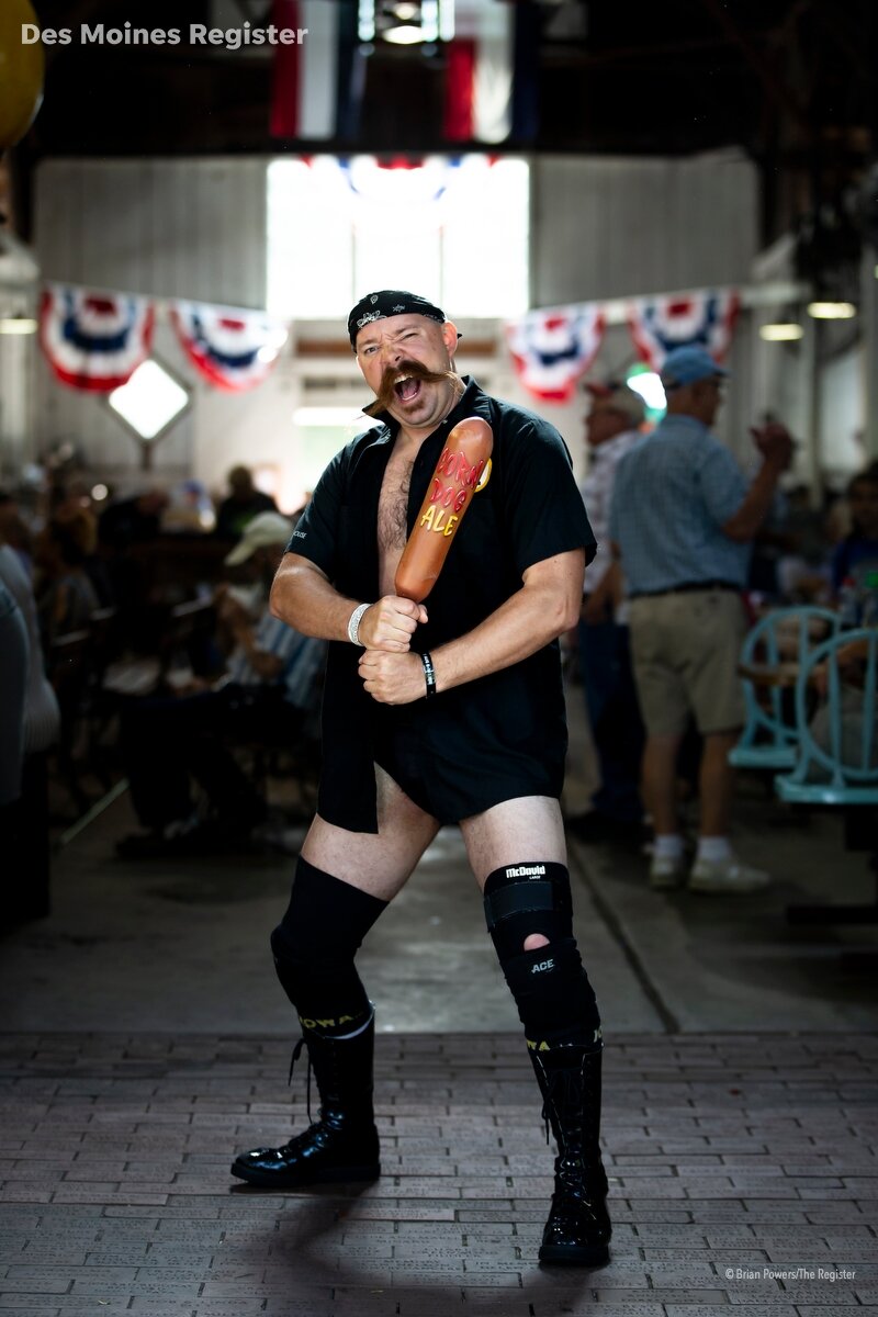  Aaron Knapp of Des Moines poses for a photo before the Beard contest at the Iowa State Fair on Tuesday, Aug. 13, 2019 in Des Moines.  