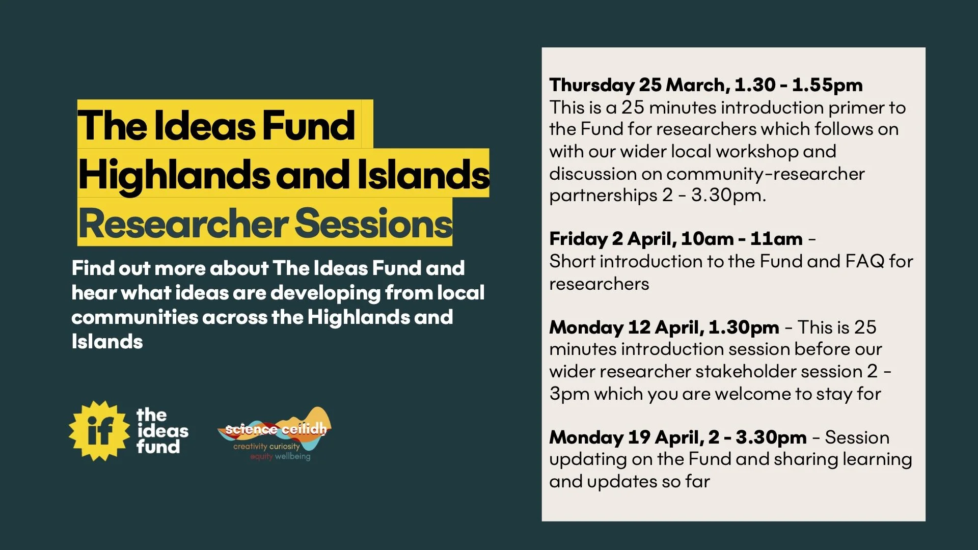 The Ideas Fund Researchers — Science Ceilidh