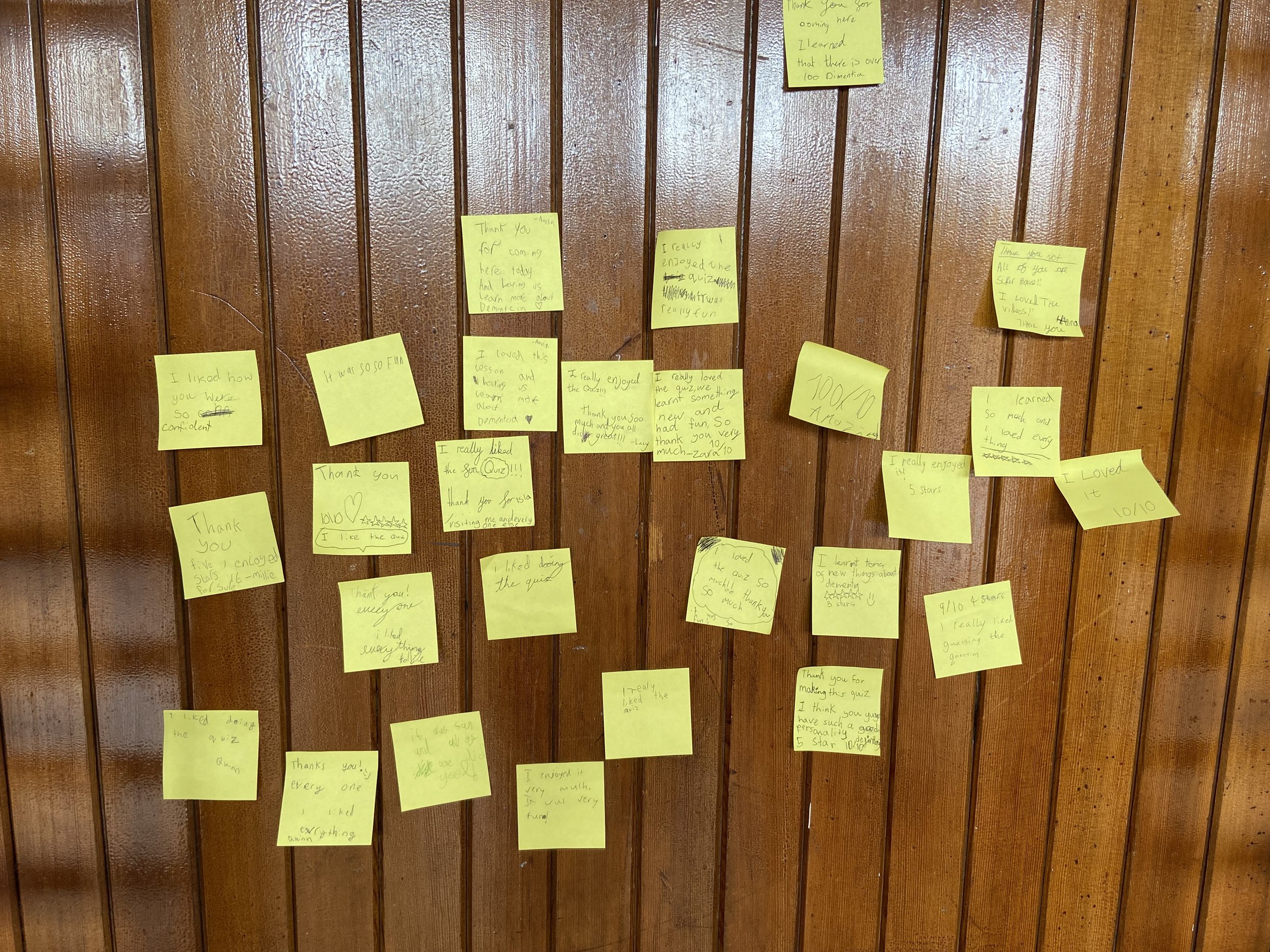 Feedback from the pupils written on sticky notes