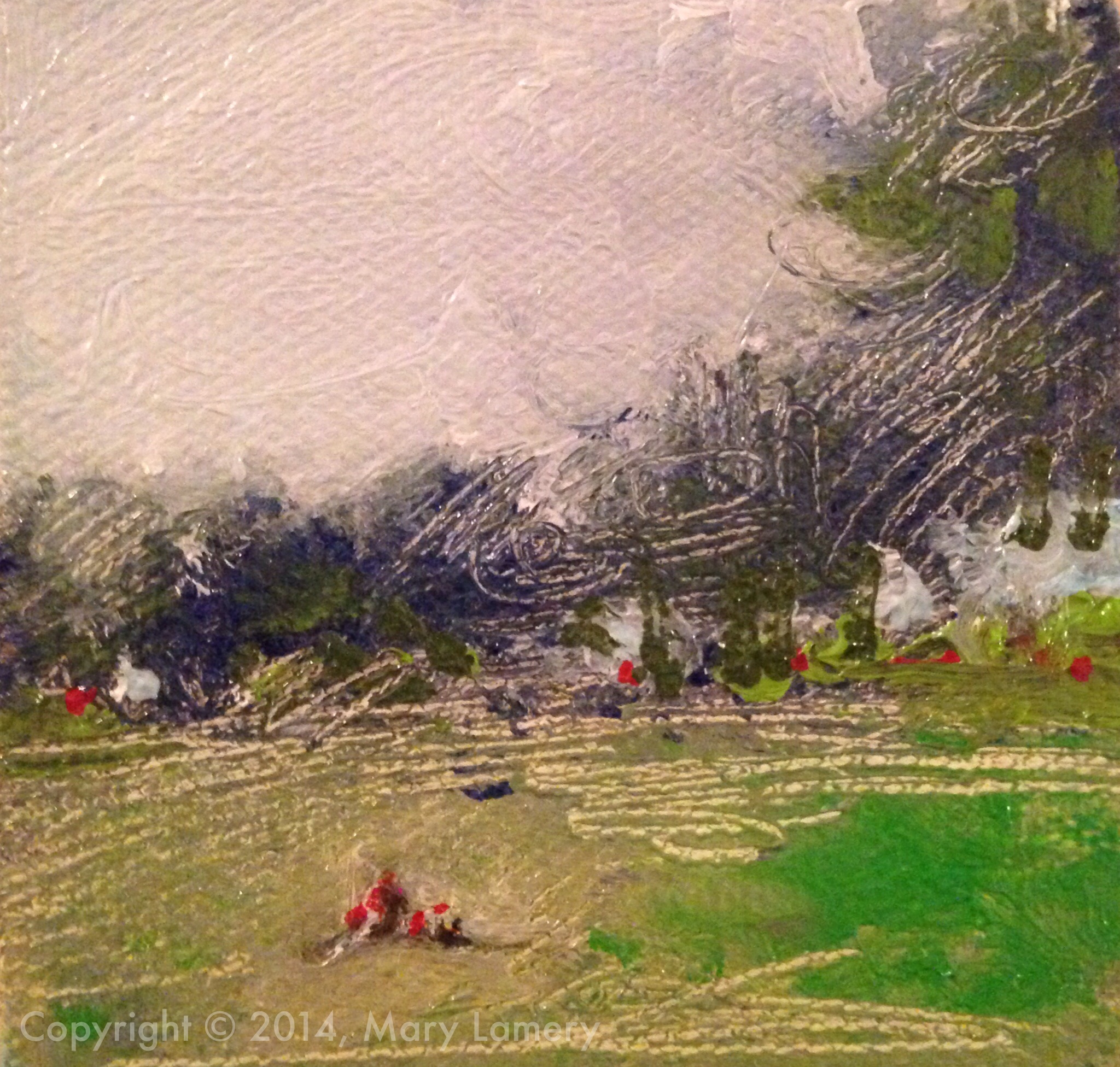 Girl with her dog, Cal Anderson Park. 3"x3". Oil on Canvas. 2014. Day 1. September 1, 2014.