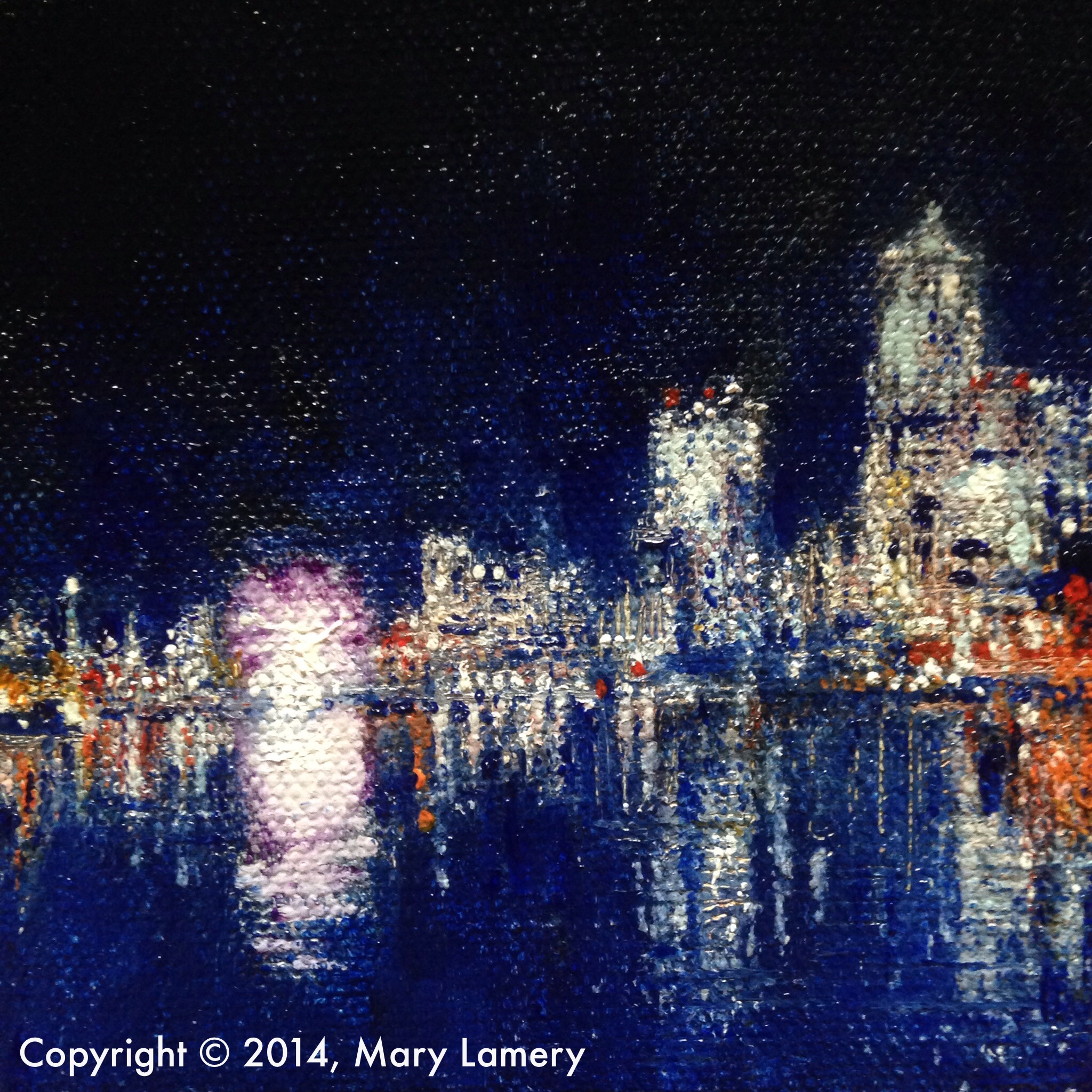 On the Waterfront. 4"x4". Oil on Canvas. 2014. Day 100. December 23, 2014.