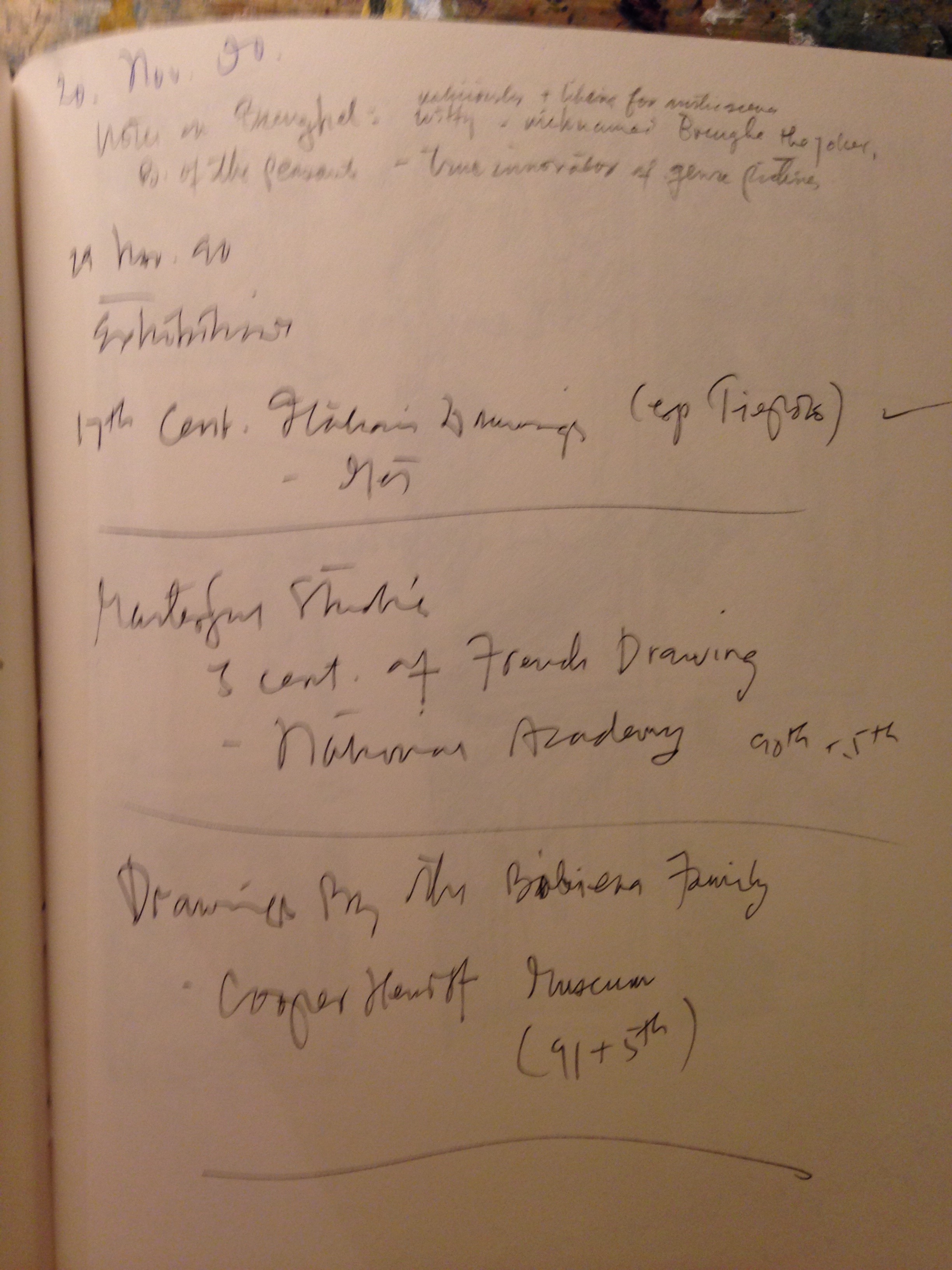Exhibits I went to see, November 1990. New York City.
