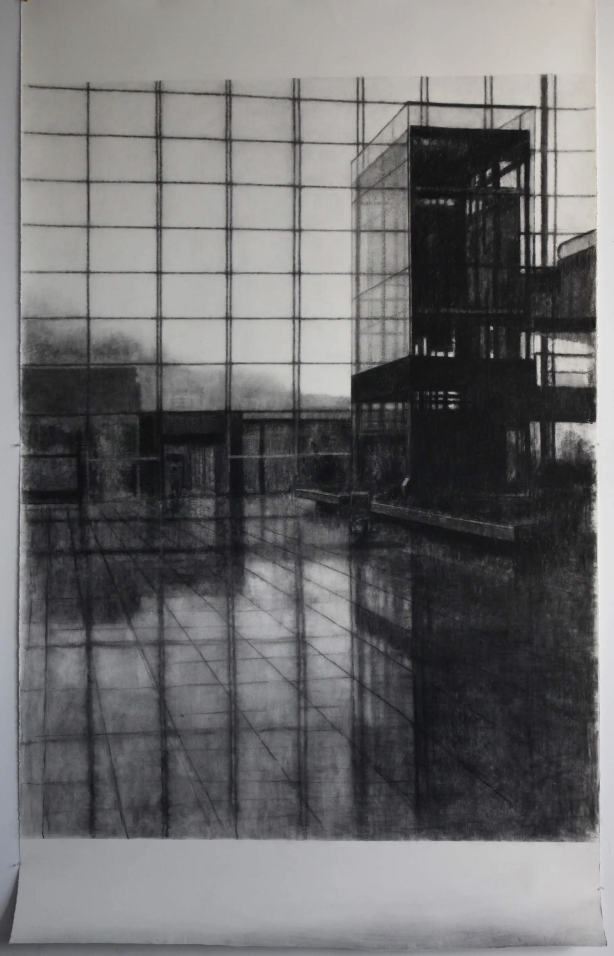 Drawing 316 (Chet Lap Kok), Charcoal on Fabriano paper, 240x140cm.