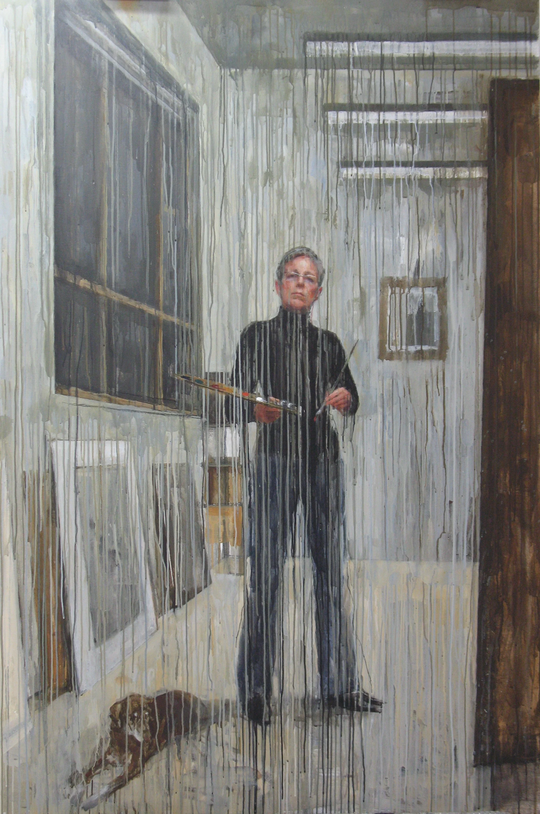 Self Portrait (the year my husband left), 2008, acrylic and oil on linen, 153cm x 198cm.
