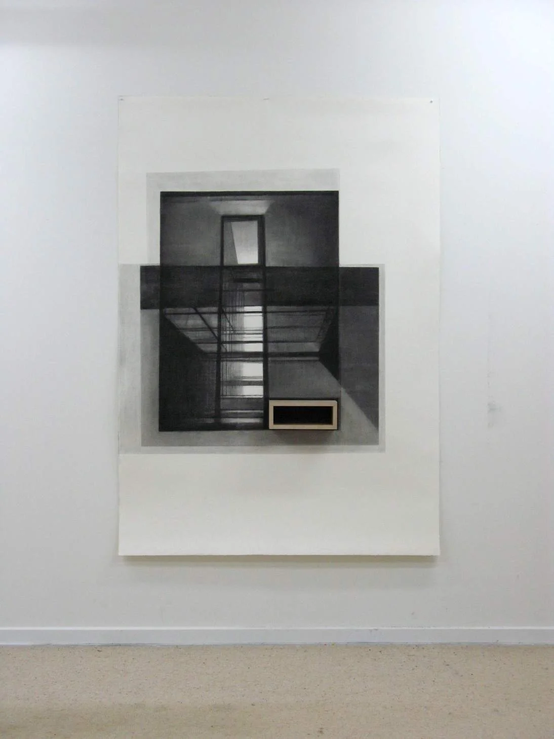 Falls the Shadow, 2008, willow charcoal on Fabriano paper, 200x140cm.