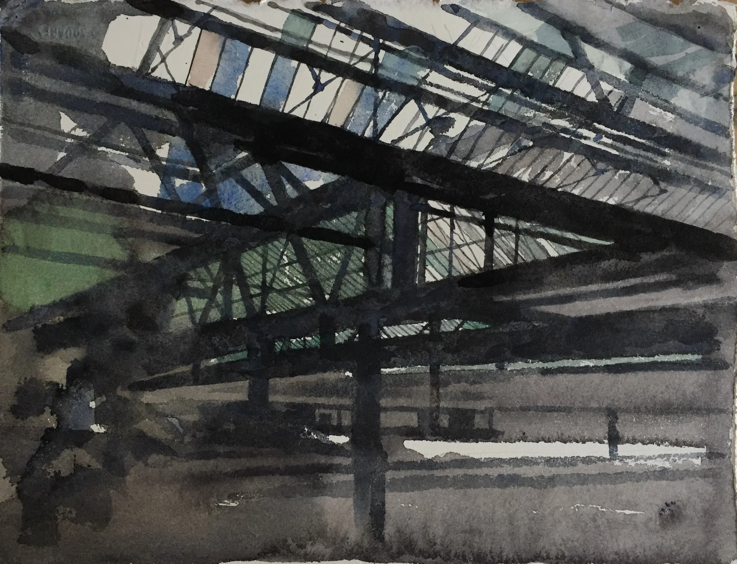 Waterloo station I (study), 2016, watercolour on 640gsm Arches, 38cm x 28cm