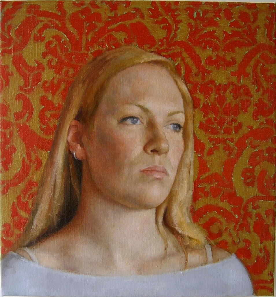 Clare (red&gold), 2005, oil on linen, 400x375mm