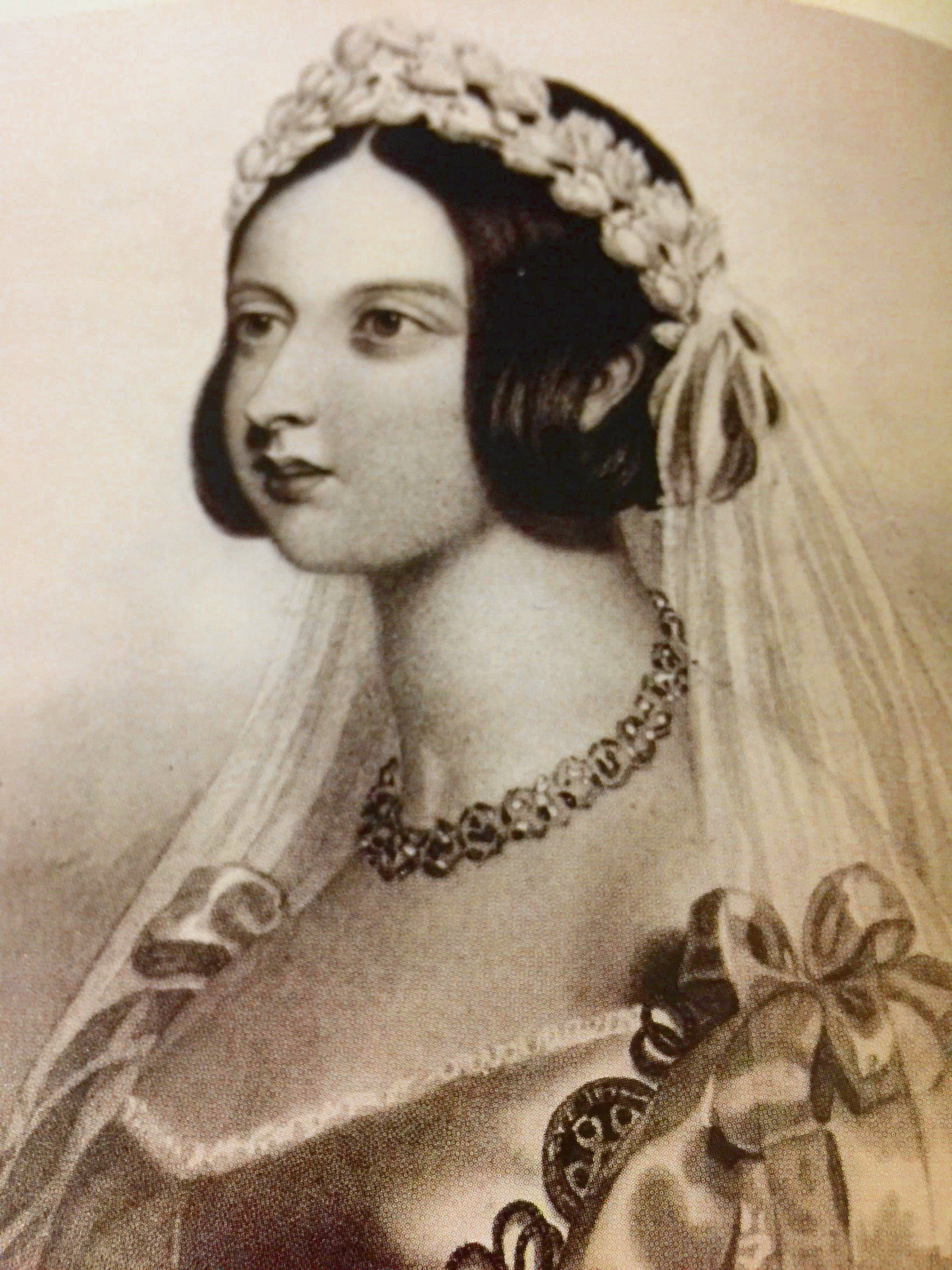 “…the monarch wore a wreath of orange blossom, a Mediterranean symbol of fertility, to hold her veil in place.” Fogg, 2011