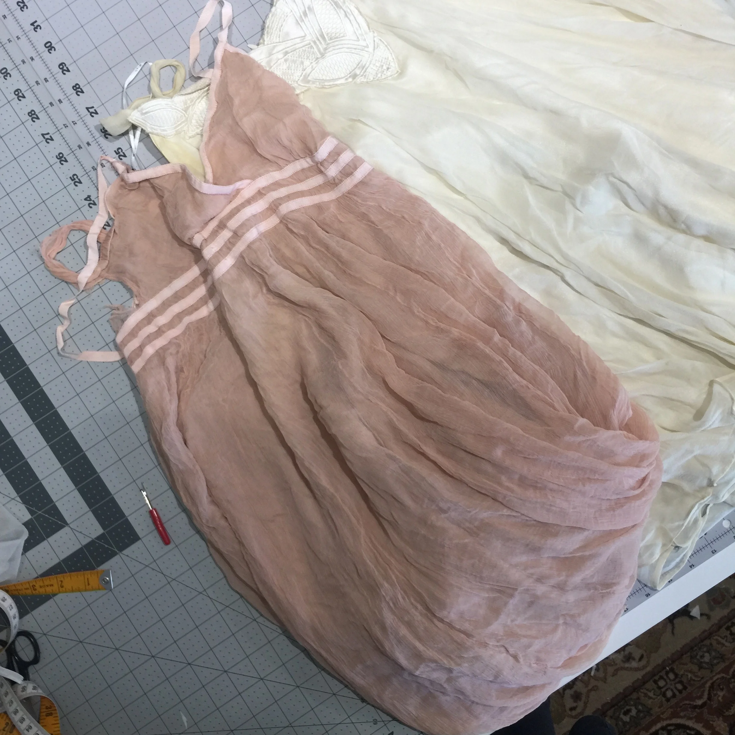 The two dresses before deconstruction
