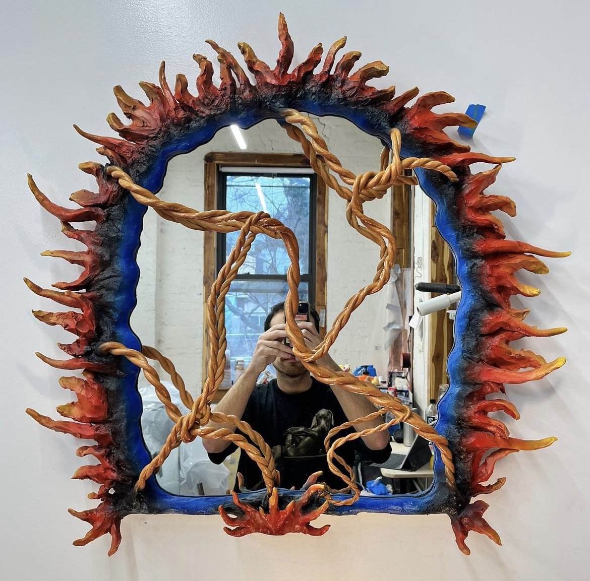  Large Flame Mirror with Rope 