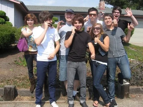 This was in San Luis Obispo. We had just found out that we won the contest to open for Coldplay in San Jose. From left to right is: Nik’s girlfriend and Rico’s sister, Risa, Nik, Brian, Rico, Patrick, Nik’s sister Caitlin, Ryan, an…