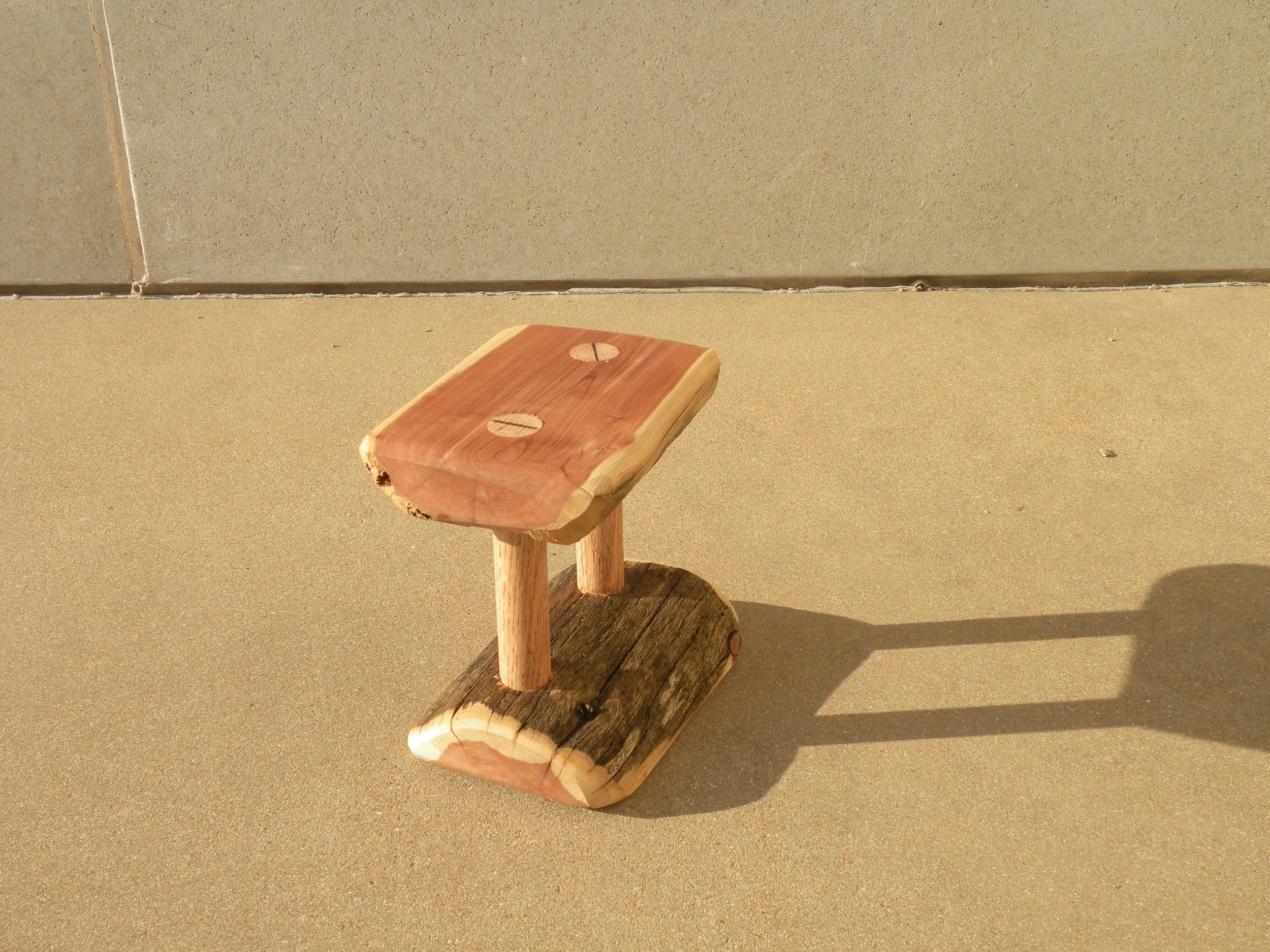  child's stool 1/30_salvaged western cedar, oak dowel 