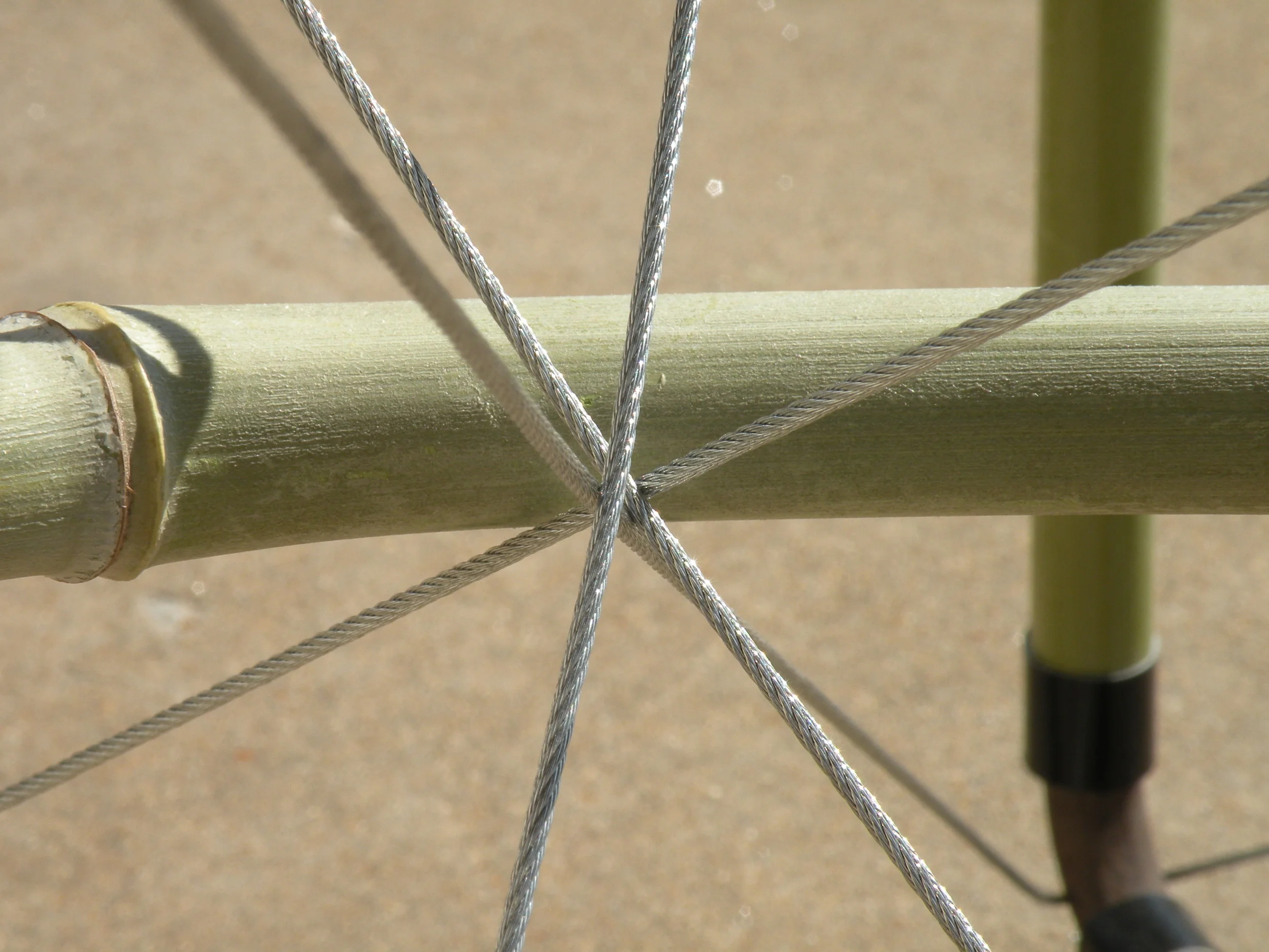  tensile table_bamboo, reclaimed steel, aircraft cable 
