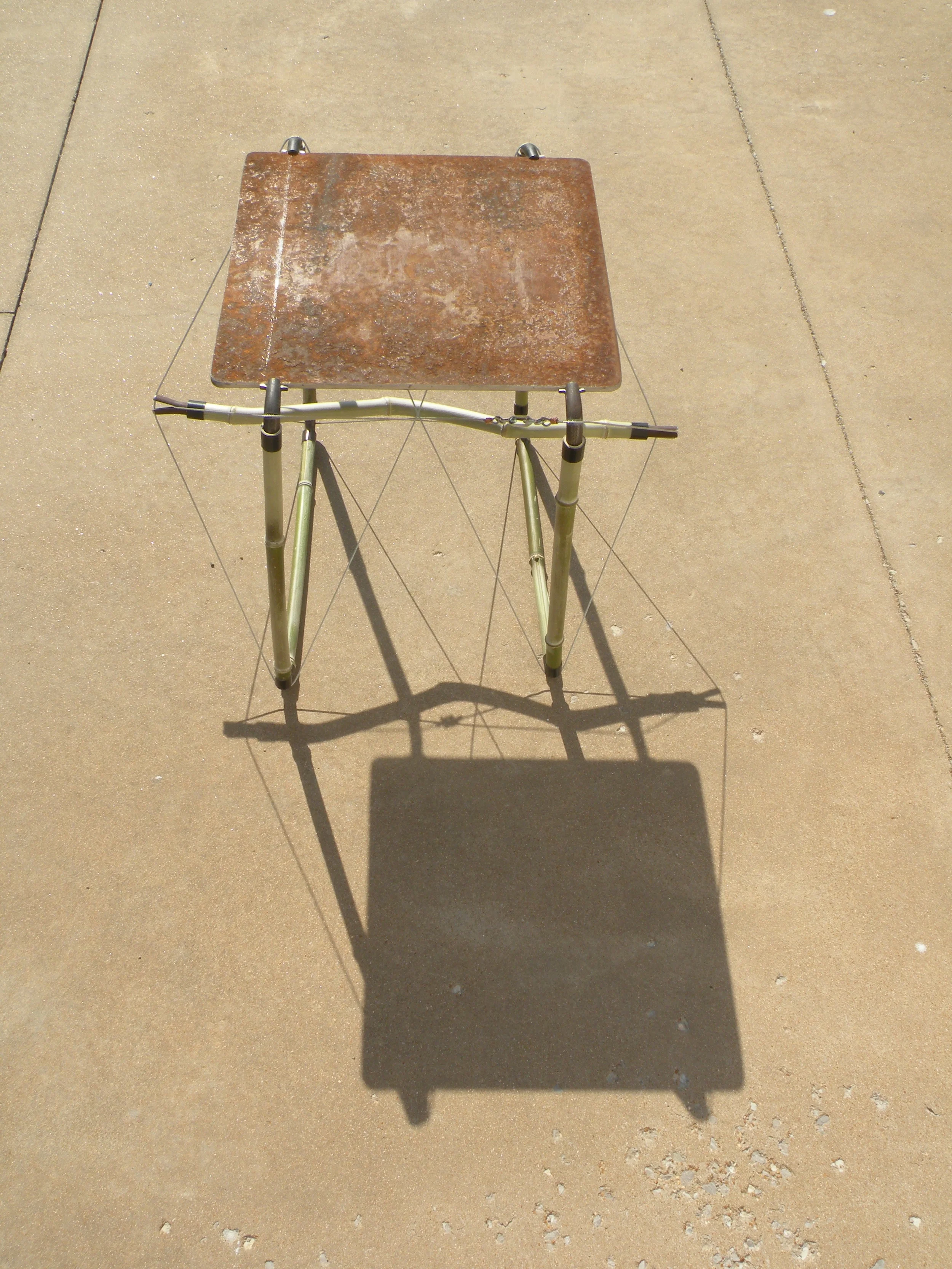  tensile table_bamboo, reclaimed steel, aircraft cable 
