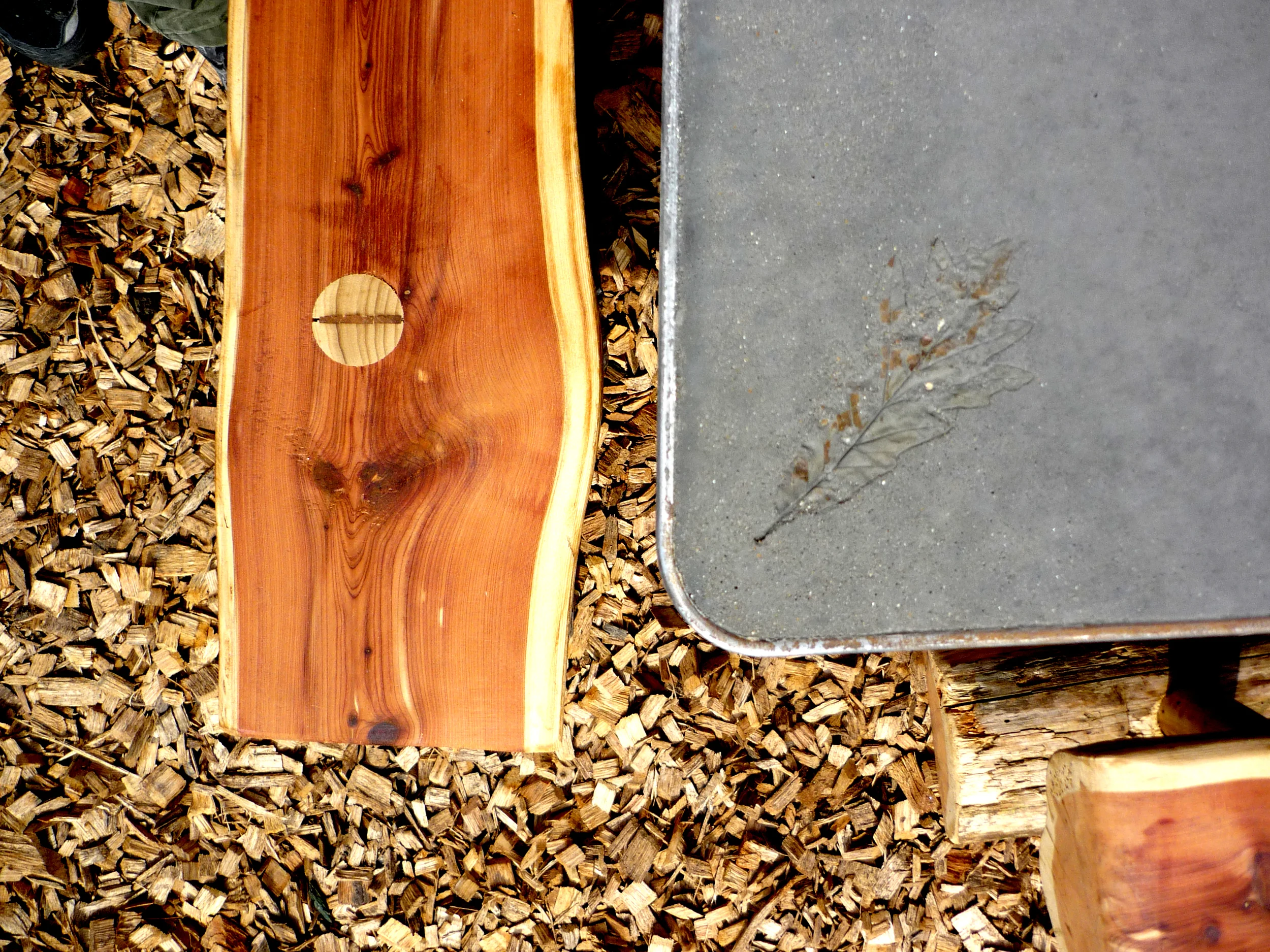  phs tables_concrete, steel, salvaged wood [leaf imprint] 