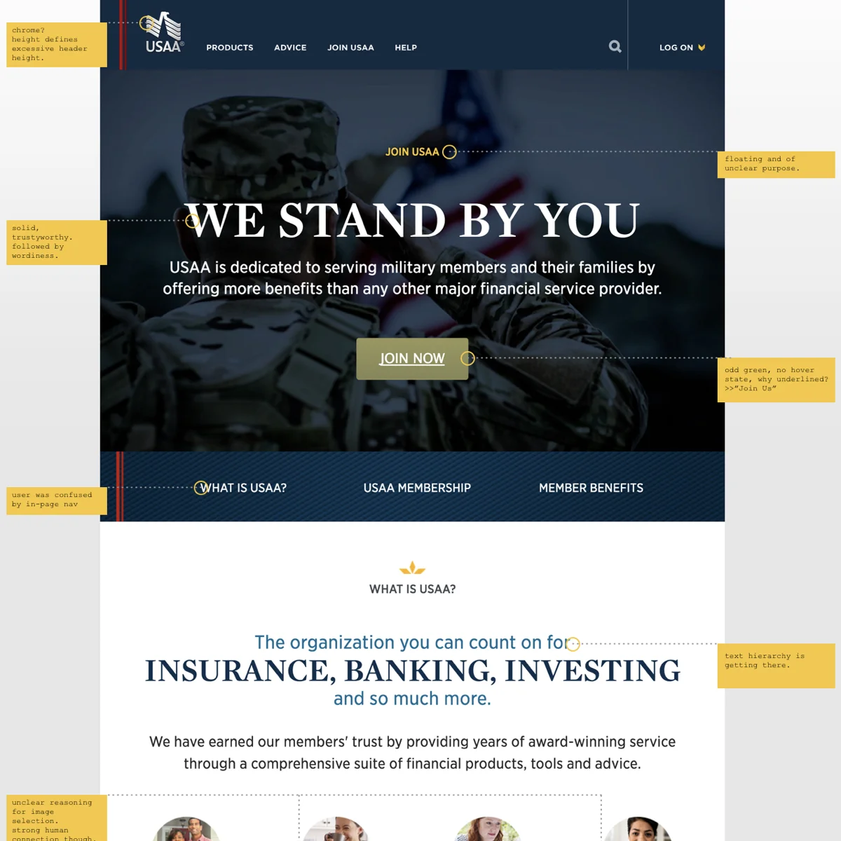 I generated a quick QA markup of the existing 'Join Us' page, informing the direction and content of the new design.