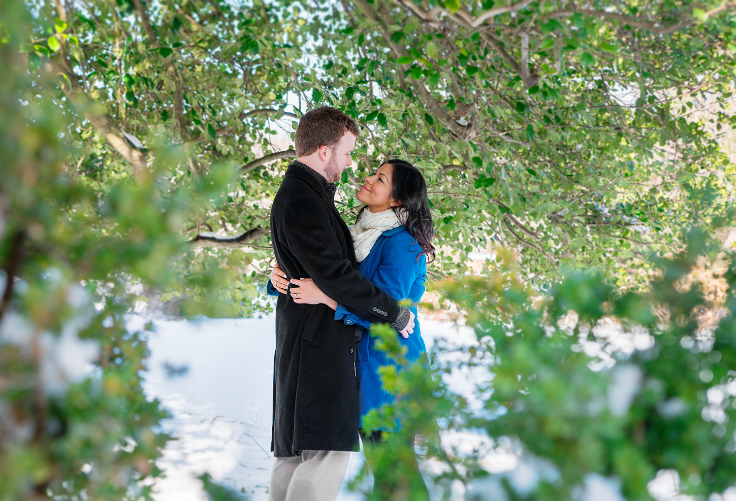 Woodlawn Manor engagement session snow photos