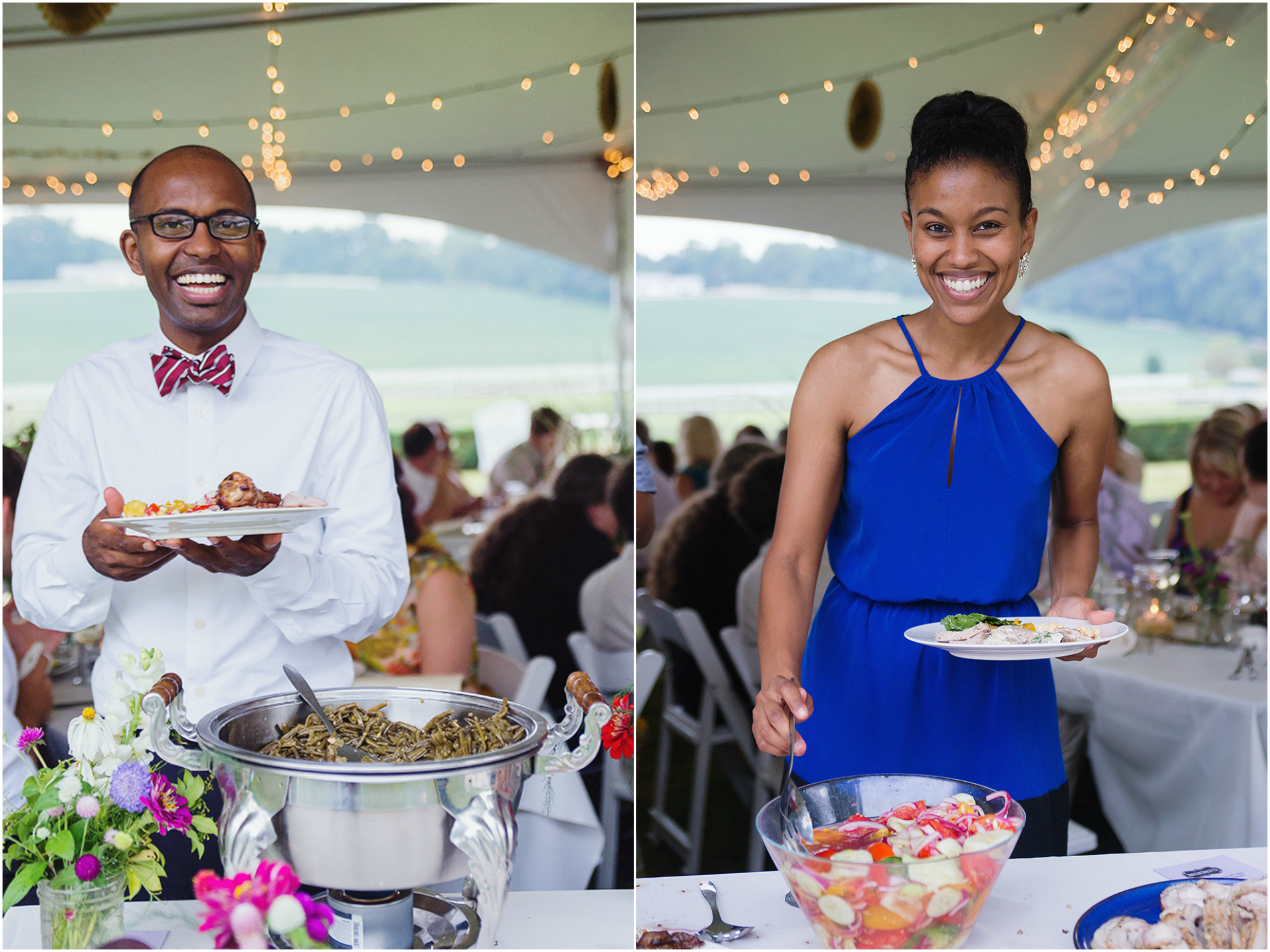 Horse farm wedding tented reception