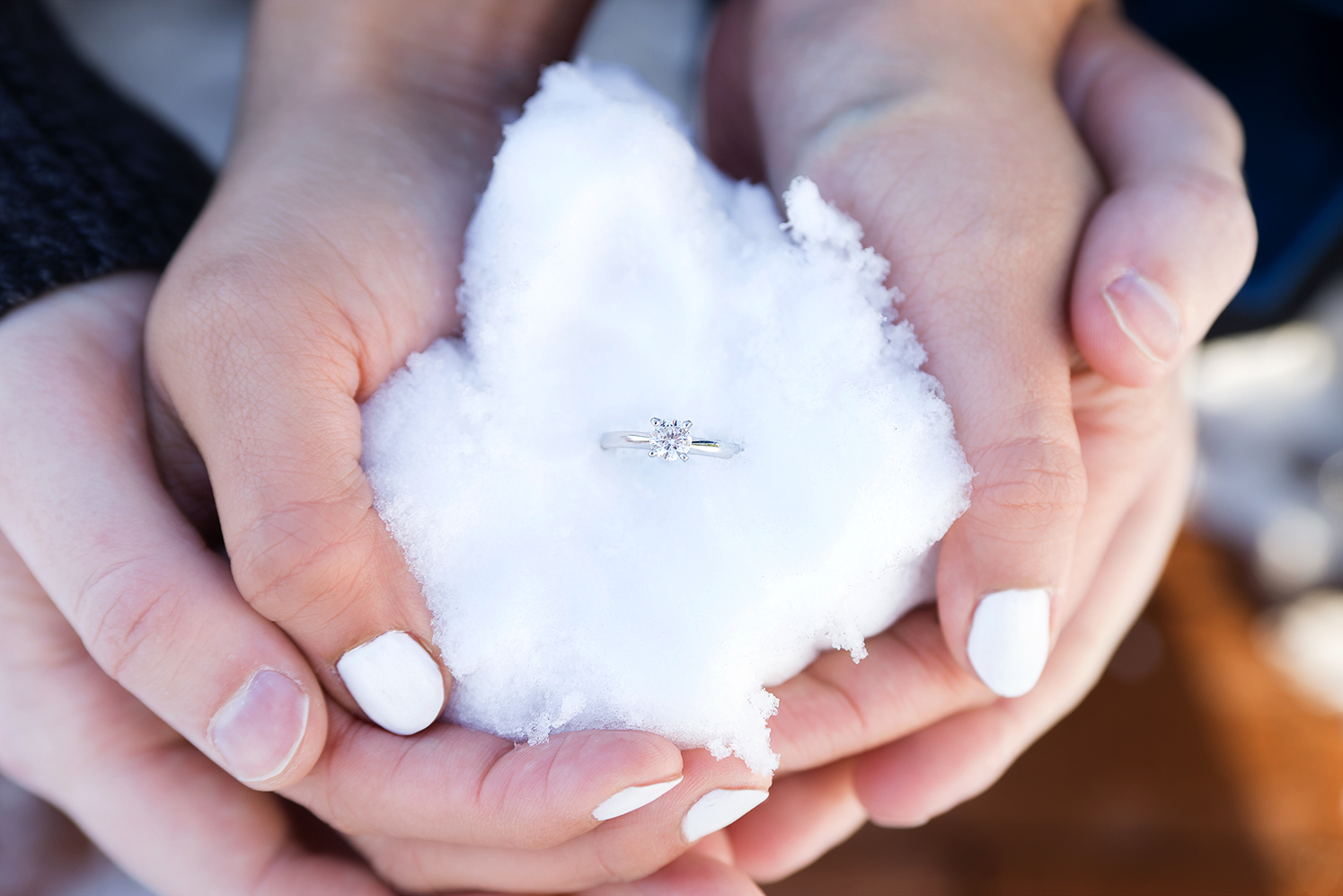 Engagement ring in snow 