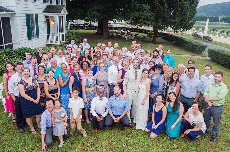 Group wedding photo at Merryland farm in Baltimore