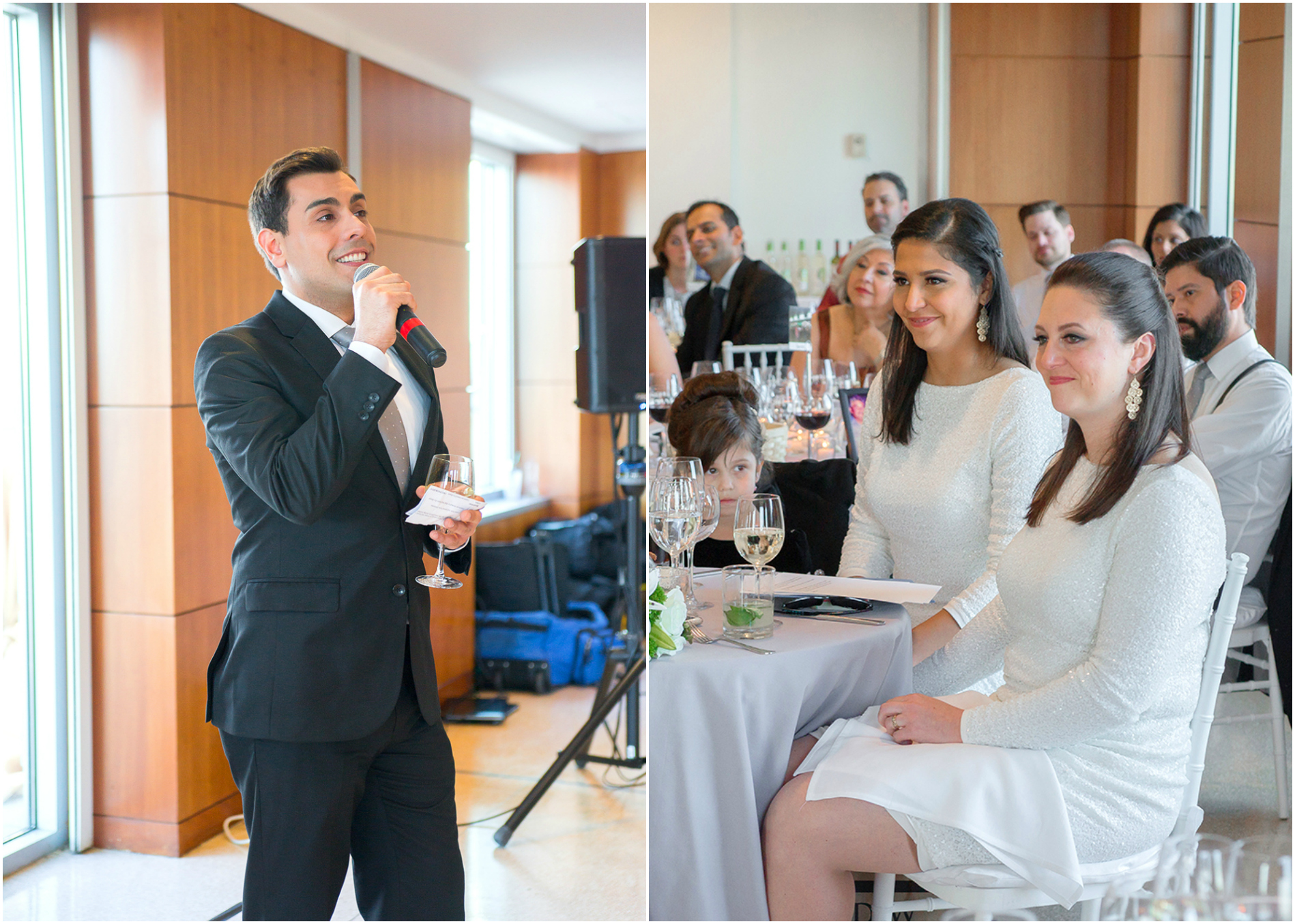 Toasts at GWU City View Room wedding reception 