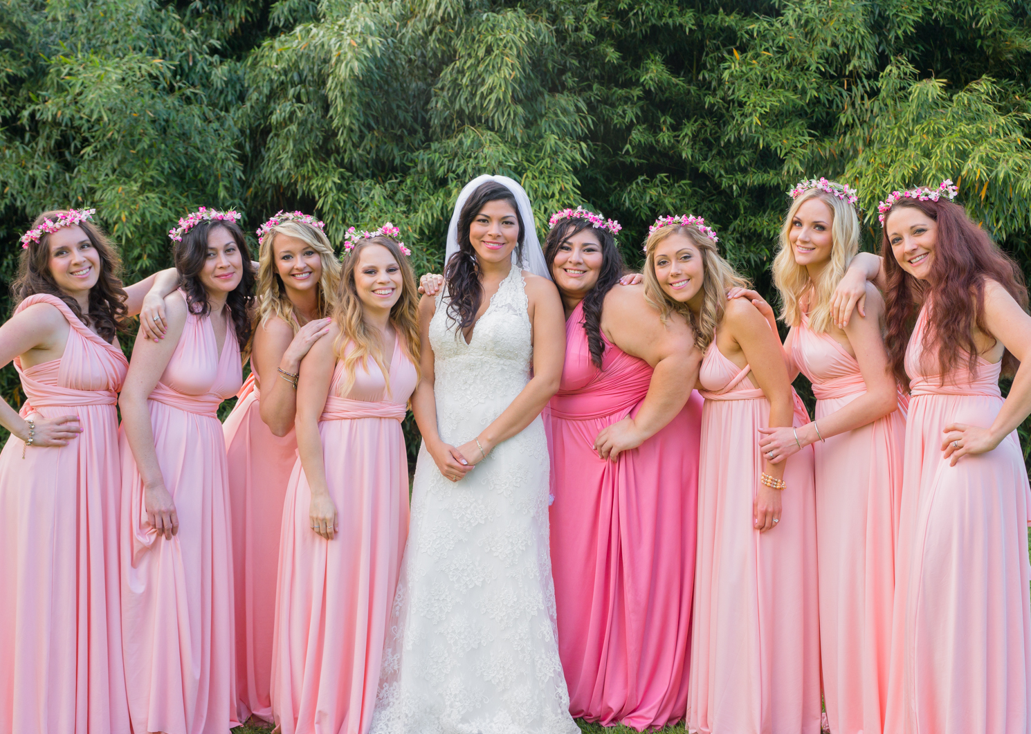 Bride and bridesmaids wedding photos in south east maryland on the water 