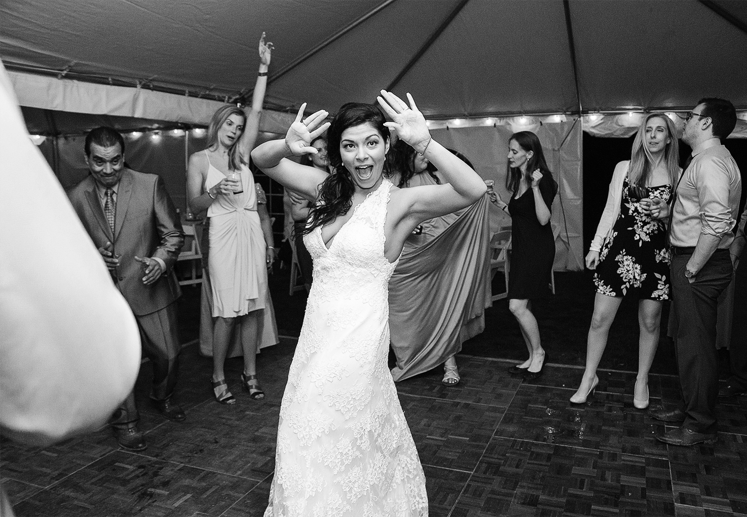 Awesome bride photo on the dance floor at Rosedale Manor at Greenwell State Park 